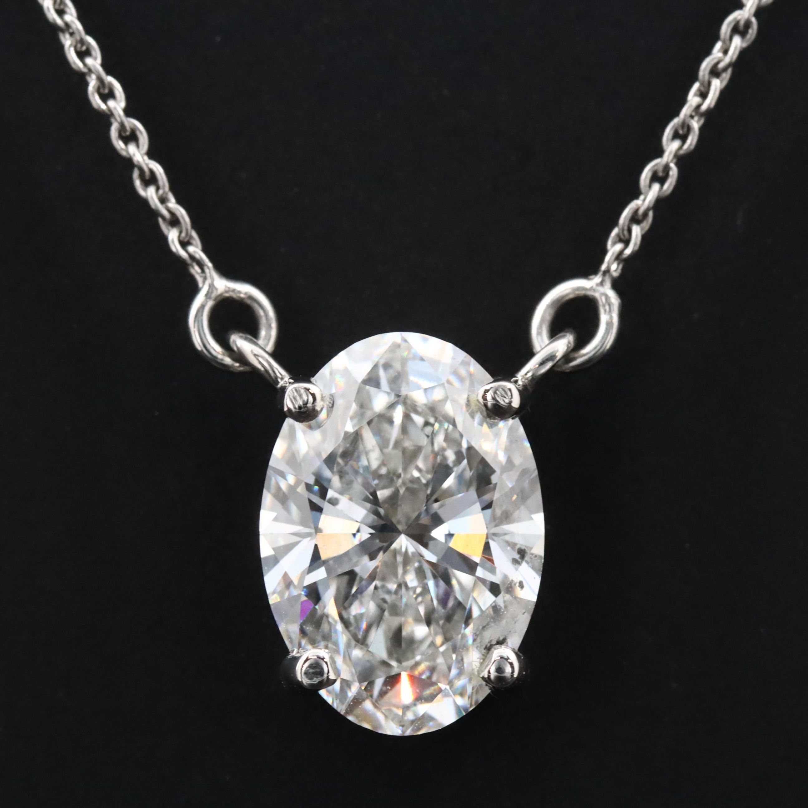 Platinum 3.05 CT Lab Grown Diamond Solitaire Necklace with IGI Report
