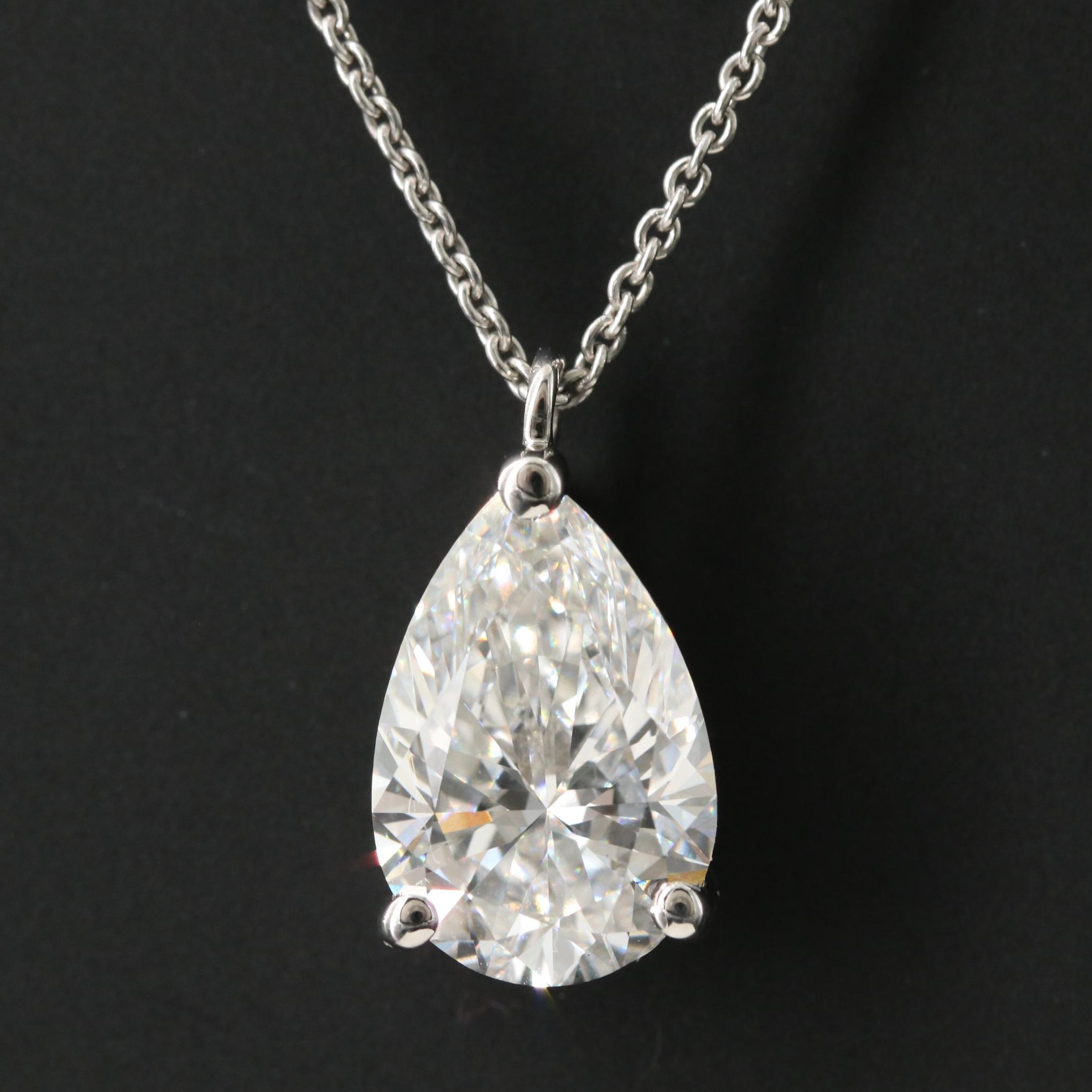 Platinum 3.09 CT Lab Grown Diamond Solitaire Necklace with IGI Report