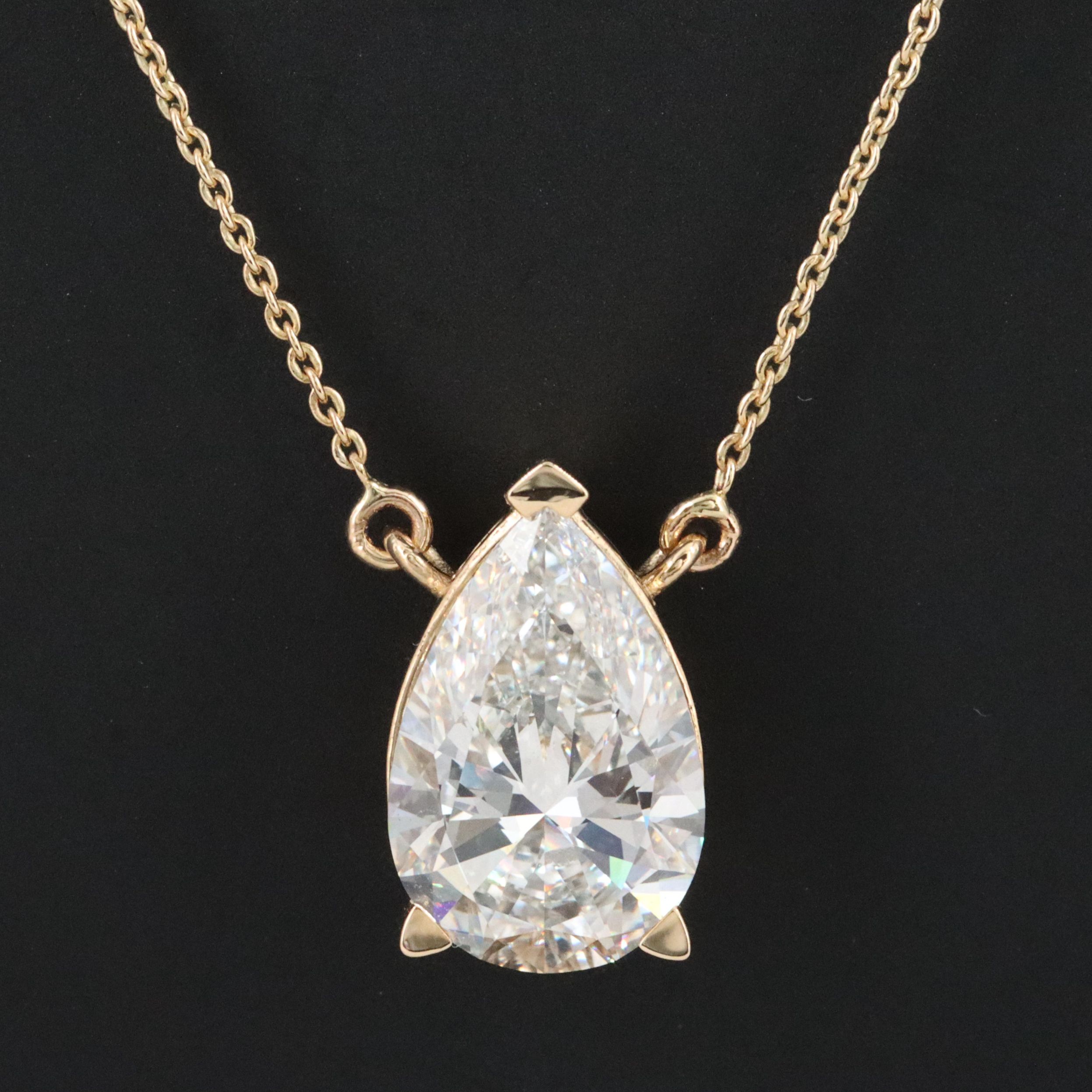 18K 4.05 CT Lab Grown Diamond Solitaire Necklace with IGI Report