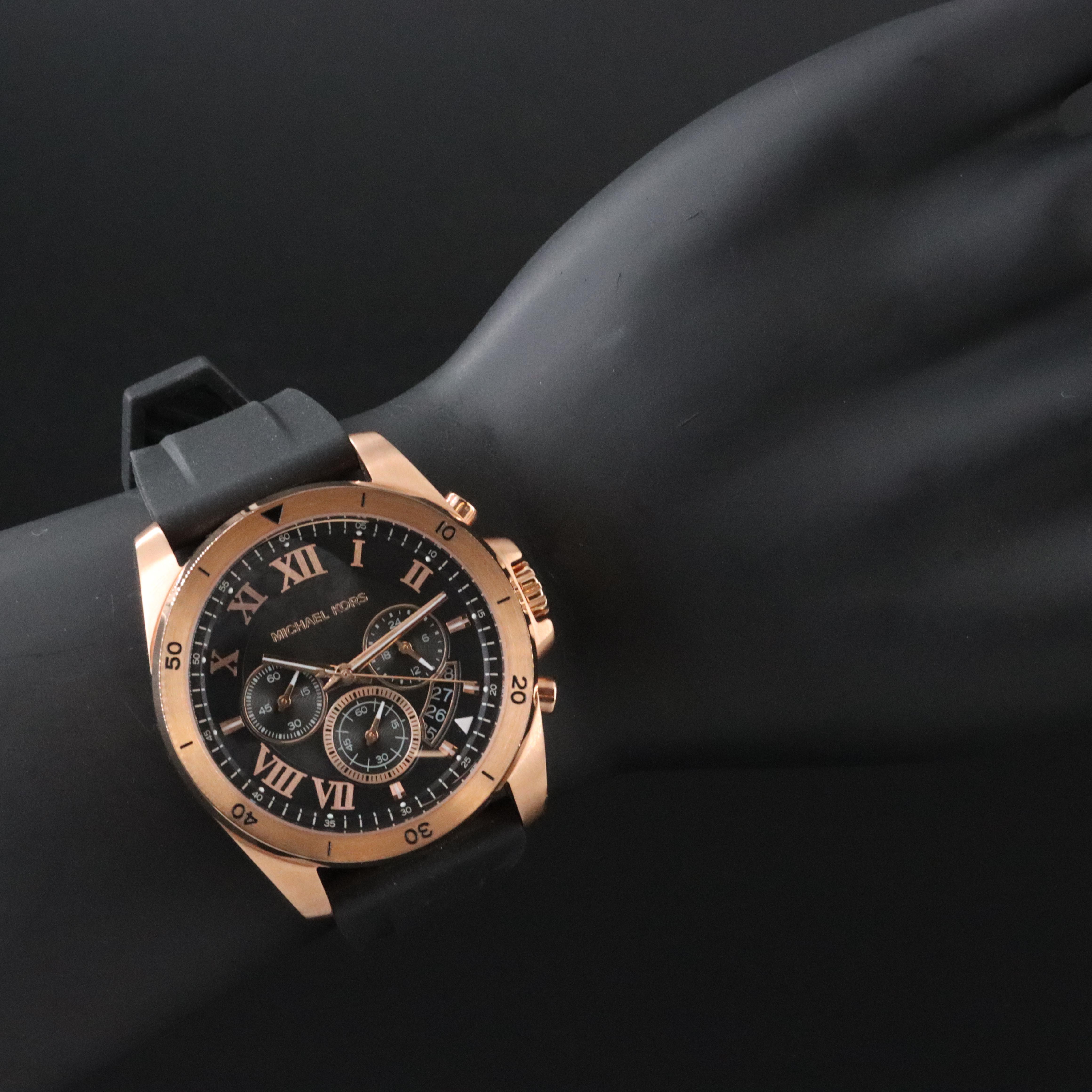 Michael Kors Brecken Chronograph Black 44mm Steel Quartz Watch MK-8436