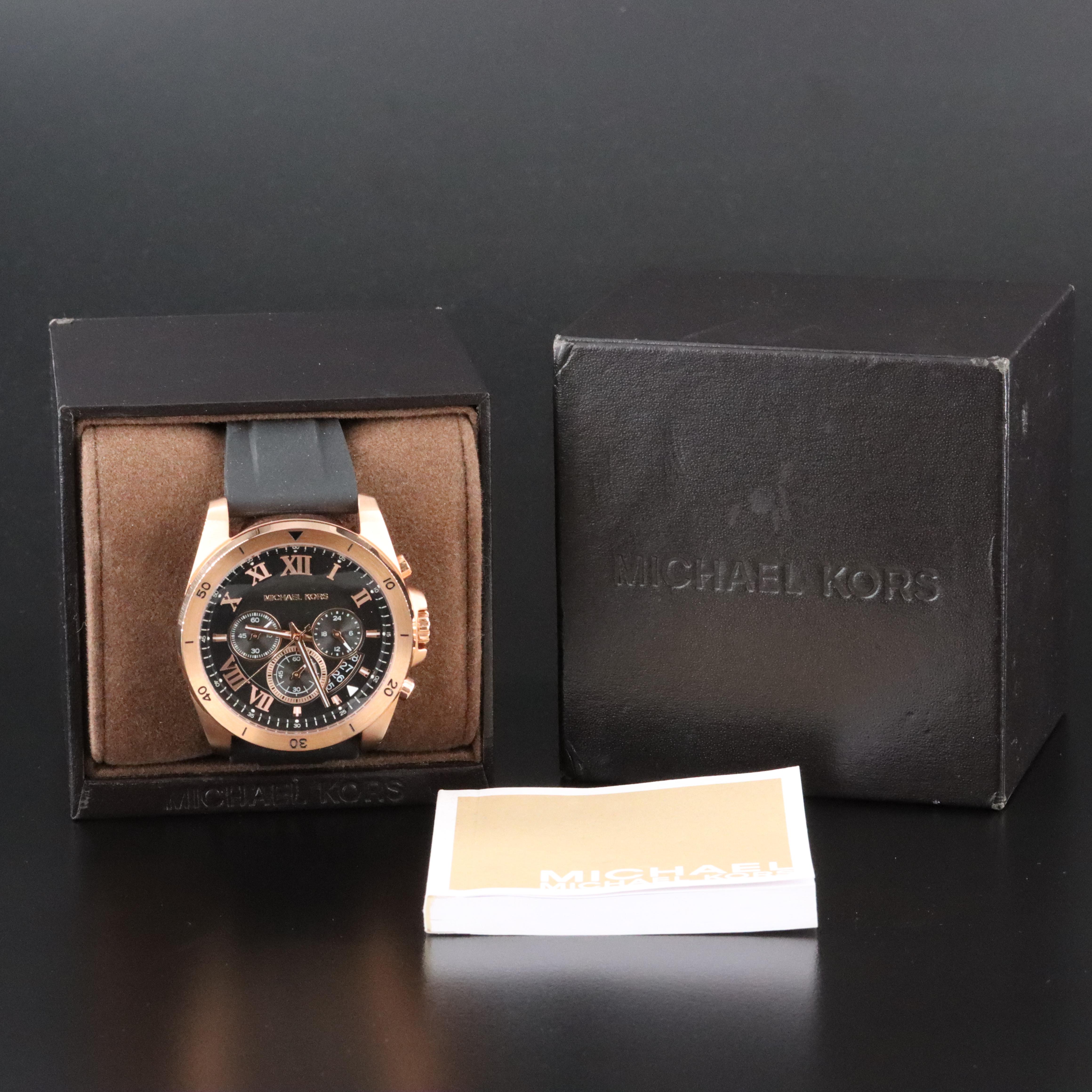 Michael Kors Brecken Chronograph Black 44mm Steel Quartz Watch MK-8436