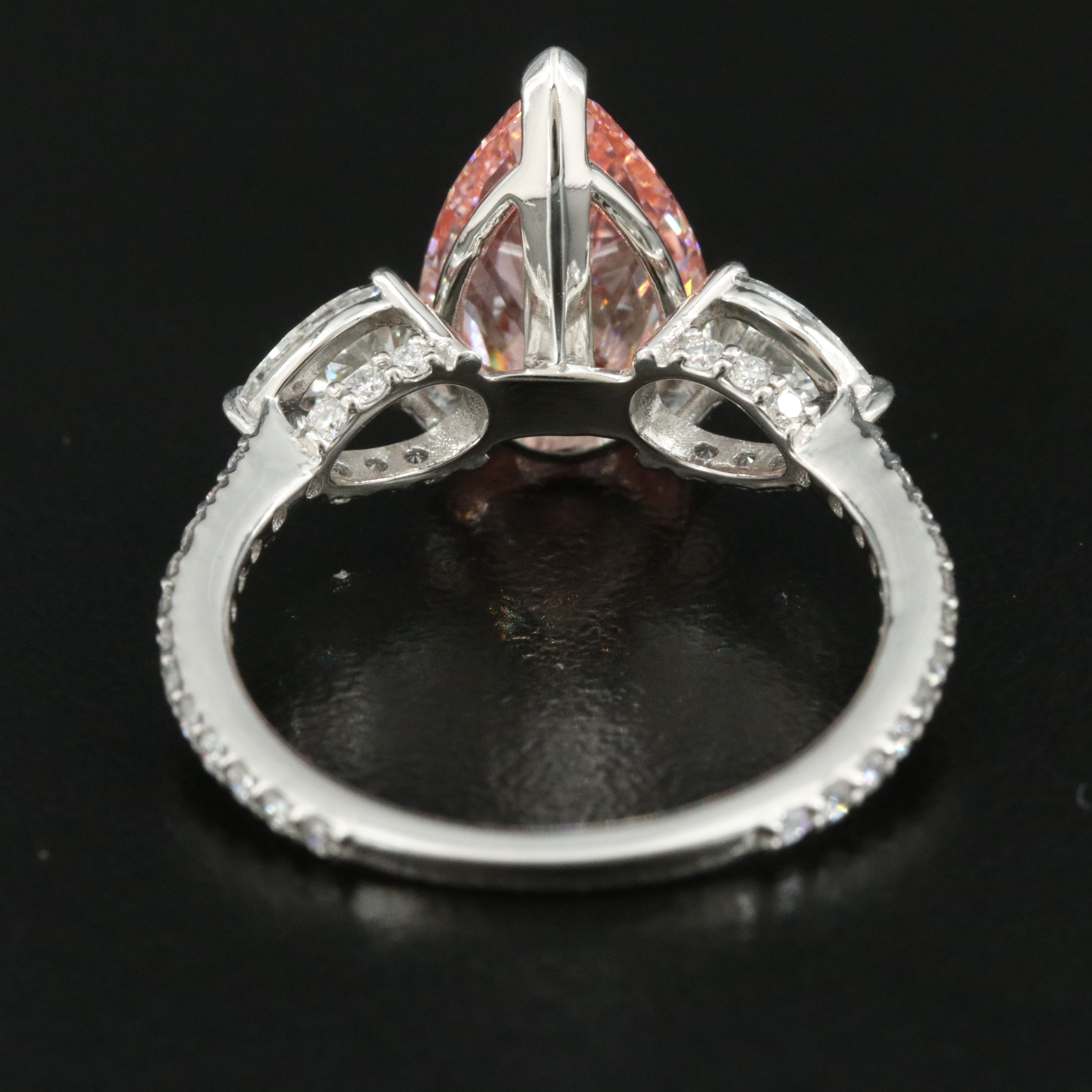 Platinum 3.88 CTW Lab Grown Diamond Ring with Fancy Pink Center and IGI Report