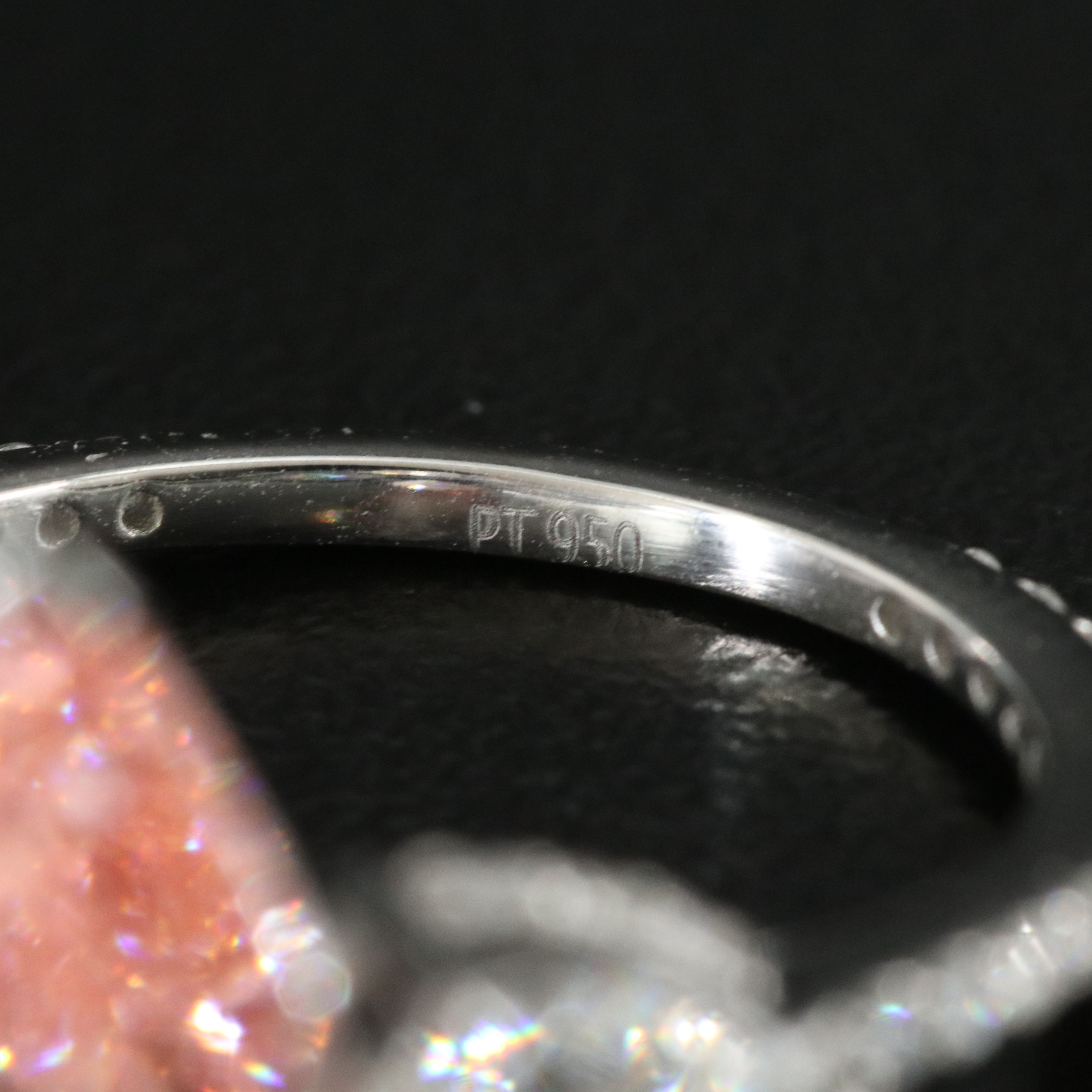 Platinum 3.88 CTW Lab Grown Diamond Ring with Fancy Pink Center and IGI Report