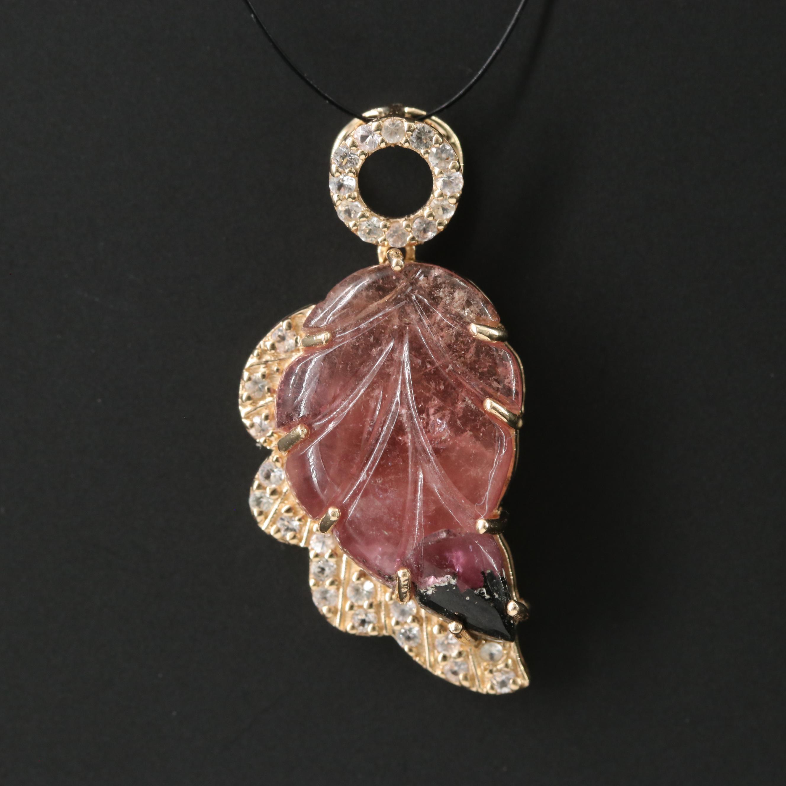 14K Tourmaline and White Topaz Pendant