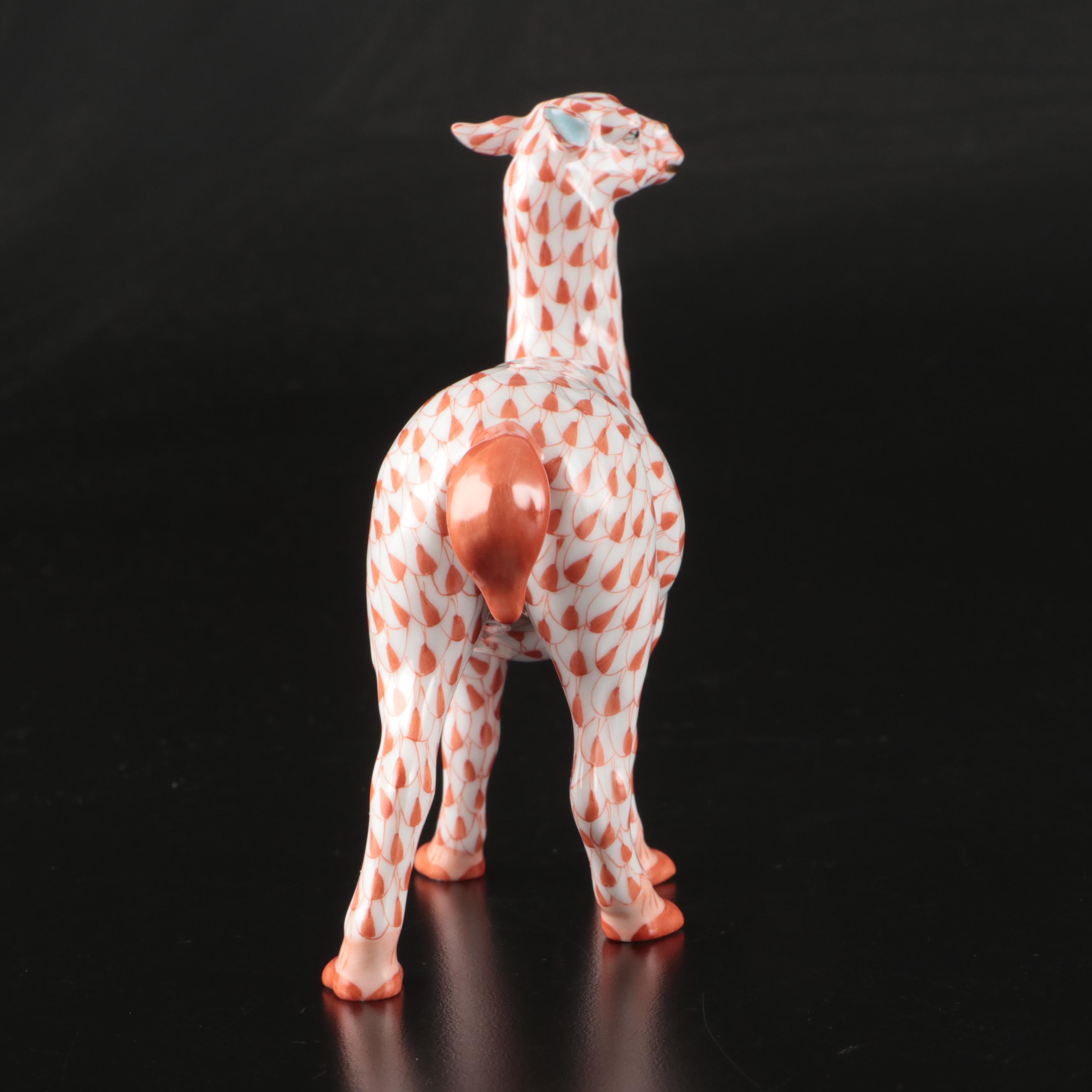 Herend Rust Fishnet with Gold "Llama" Porcelain Figurine, 2002