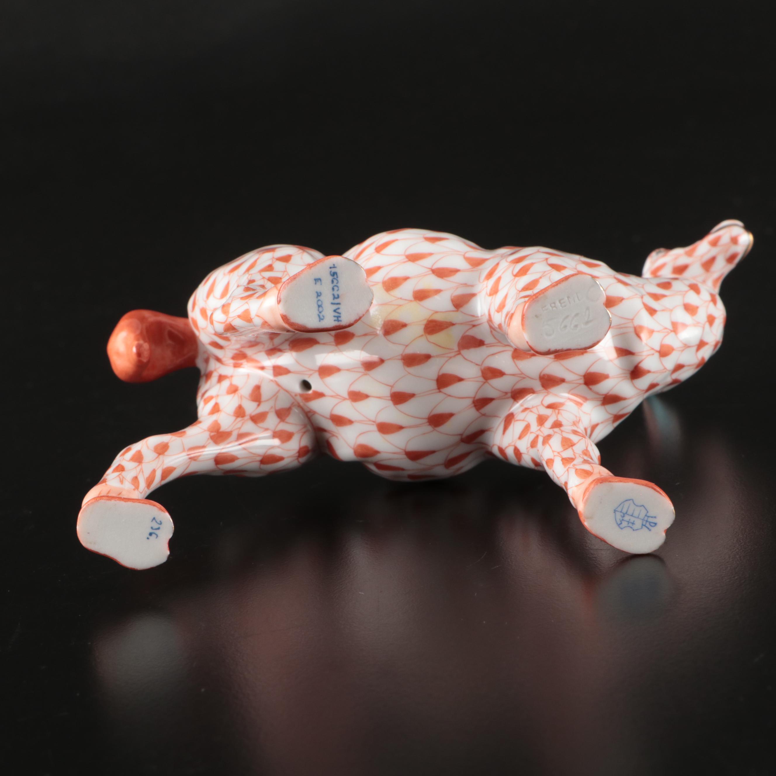 Herend Rust Fishnet with Gold "Llama" Porcelain Figurine, 2002