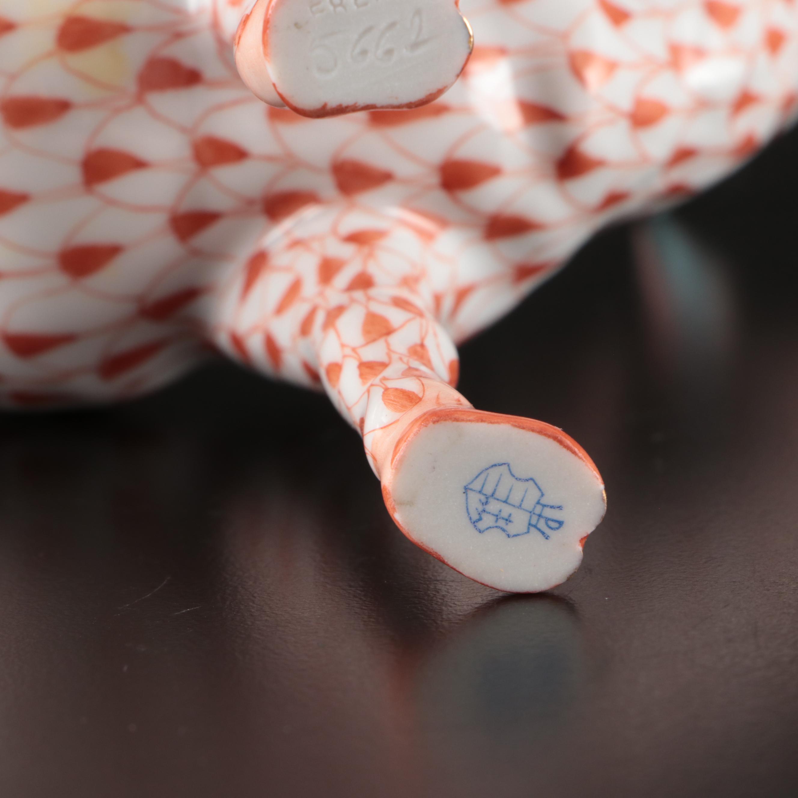 Herend Rust Fishnet with Gold "Llama" Porcelain Figurine, 2002