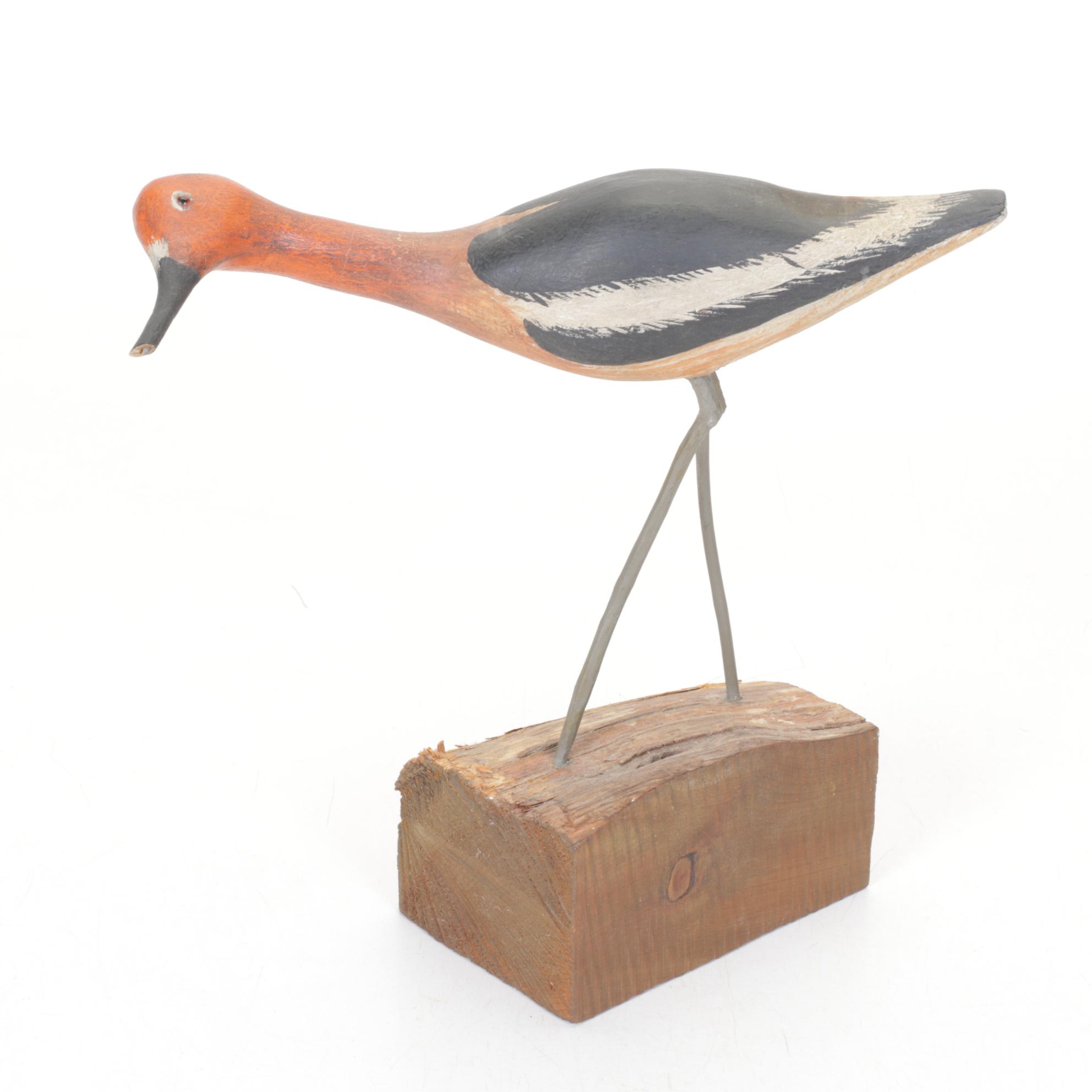 Hand-Carved and Painted Wooden Shorebirds