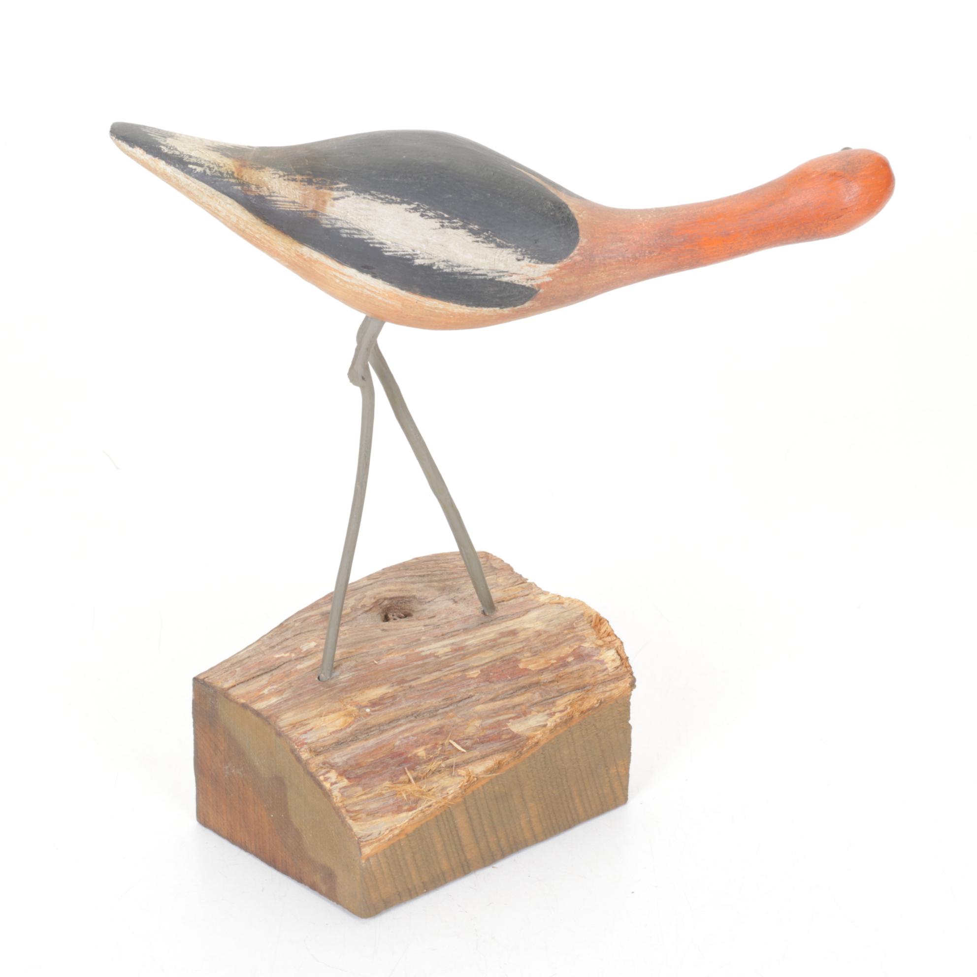 Hand-Carved and Painted Wooden Shorebirds