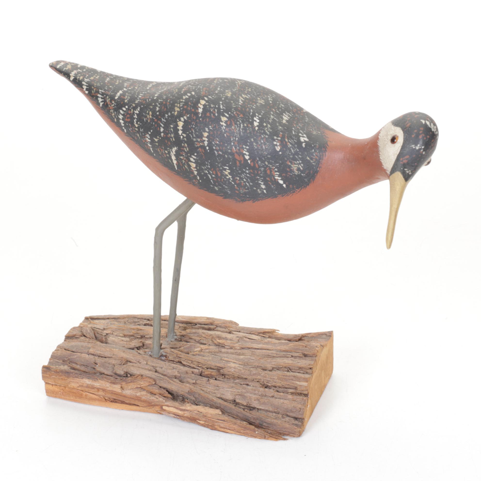 Hand-Carved and Painted Wooden Shorebirds