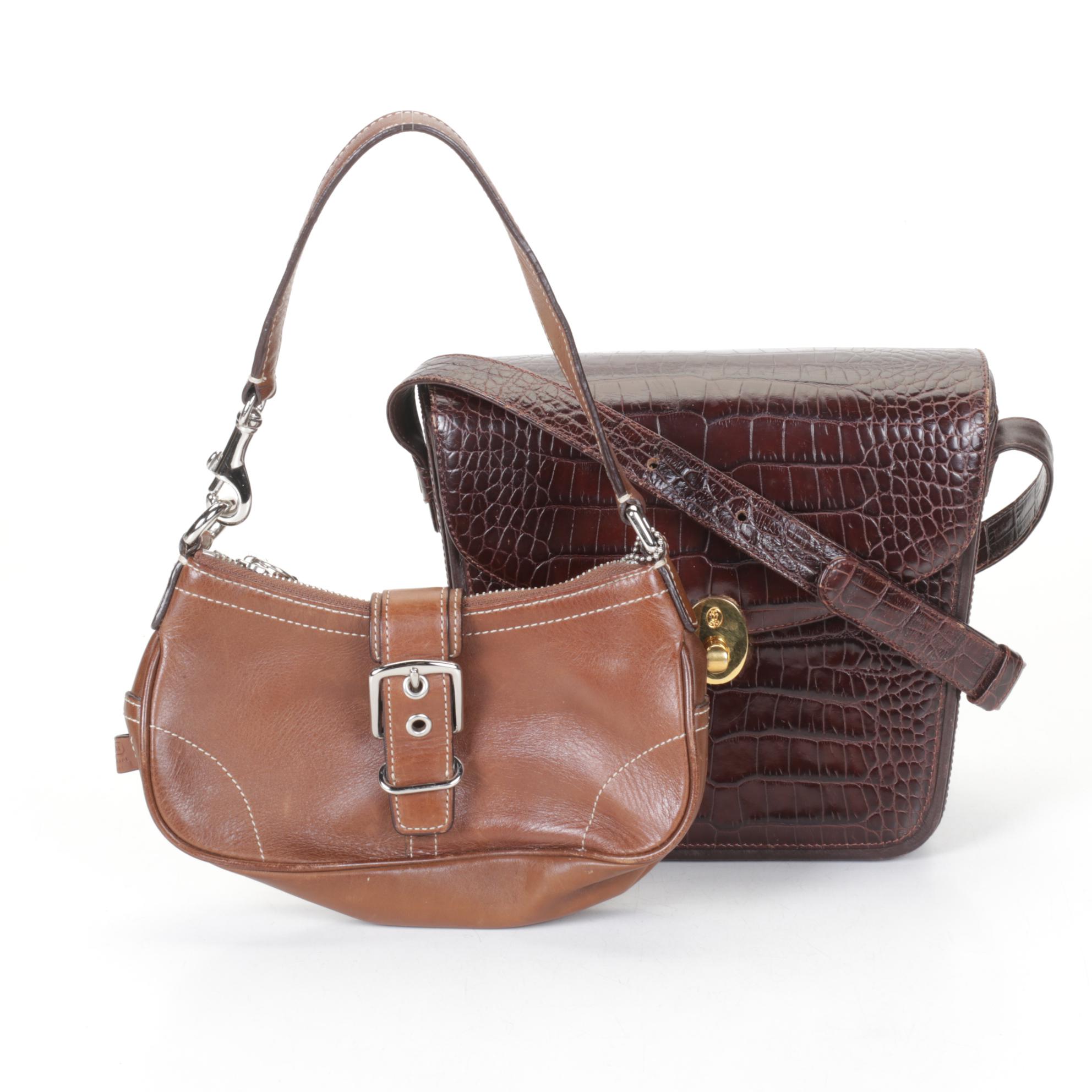 Coach Hampton Buckle Brown Leather Demi Bag & Lladró Embossed Leather Crossbody