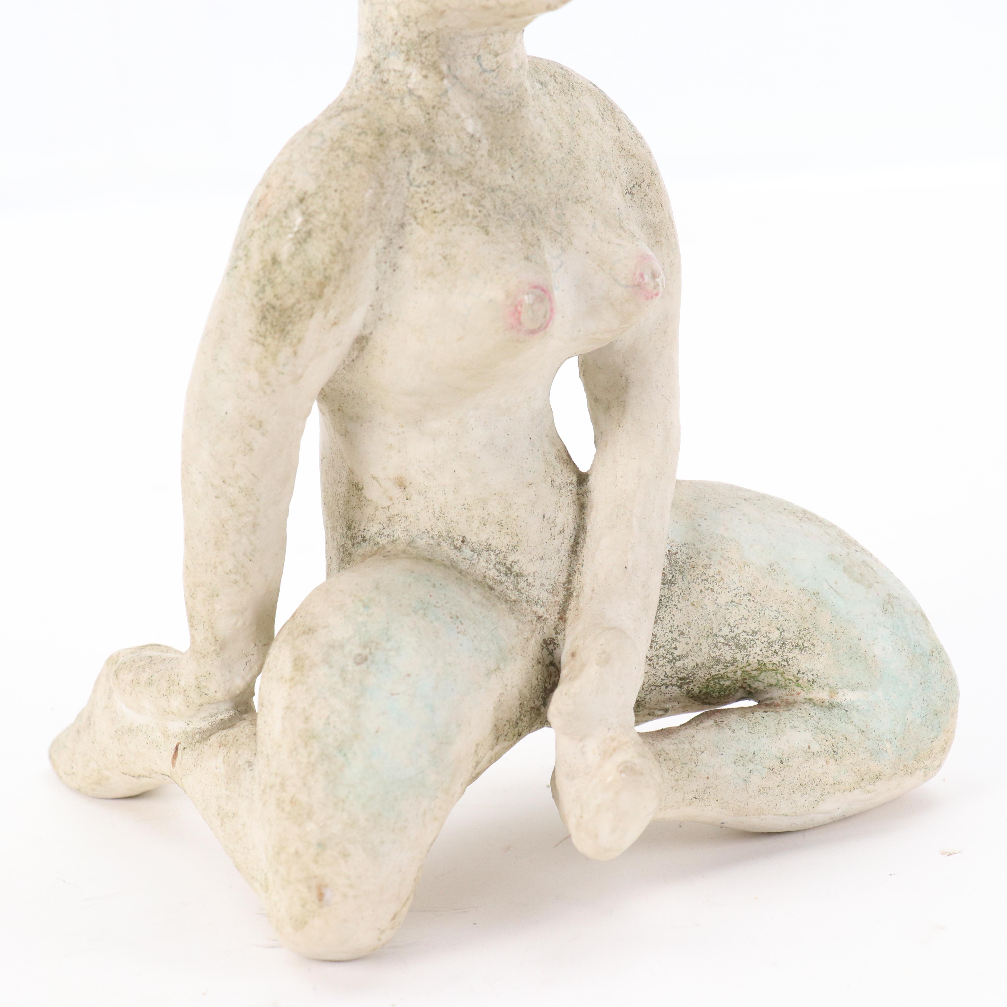 Nikolay "Kuk" Manuylov Surrealist Painted Plaster Sculpture of Nude Figure