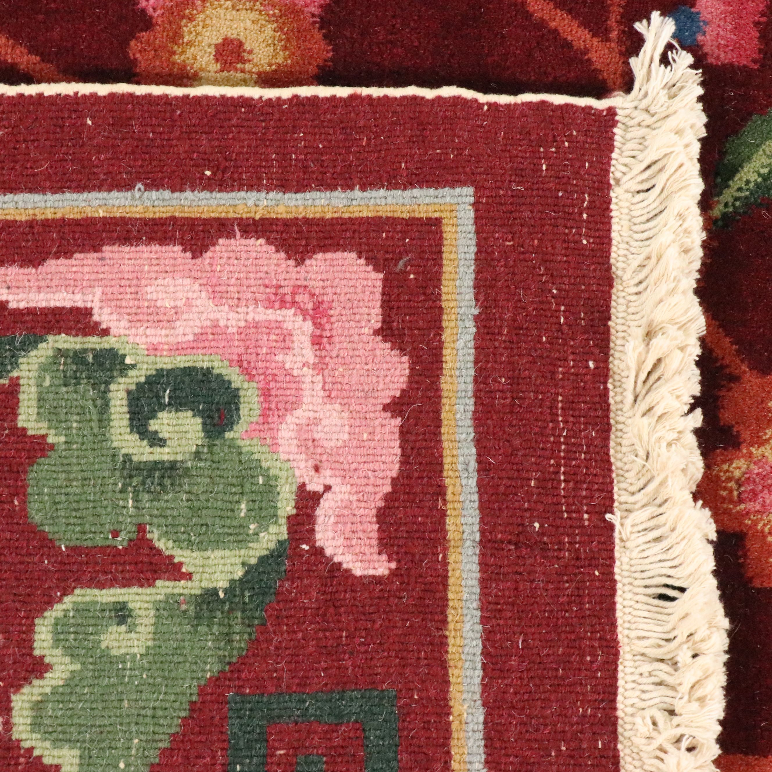 7'7 x 10' Hand-Knotted Chinese Floral Area Rug