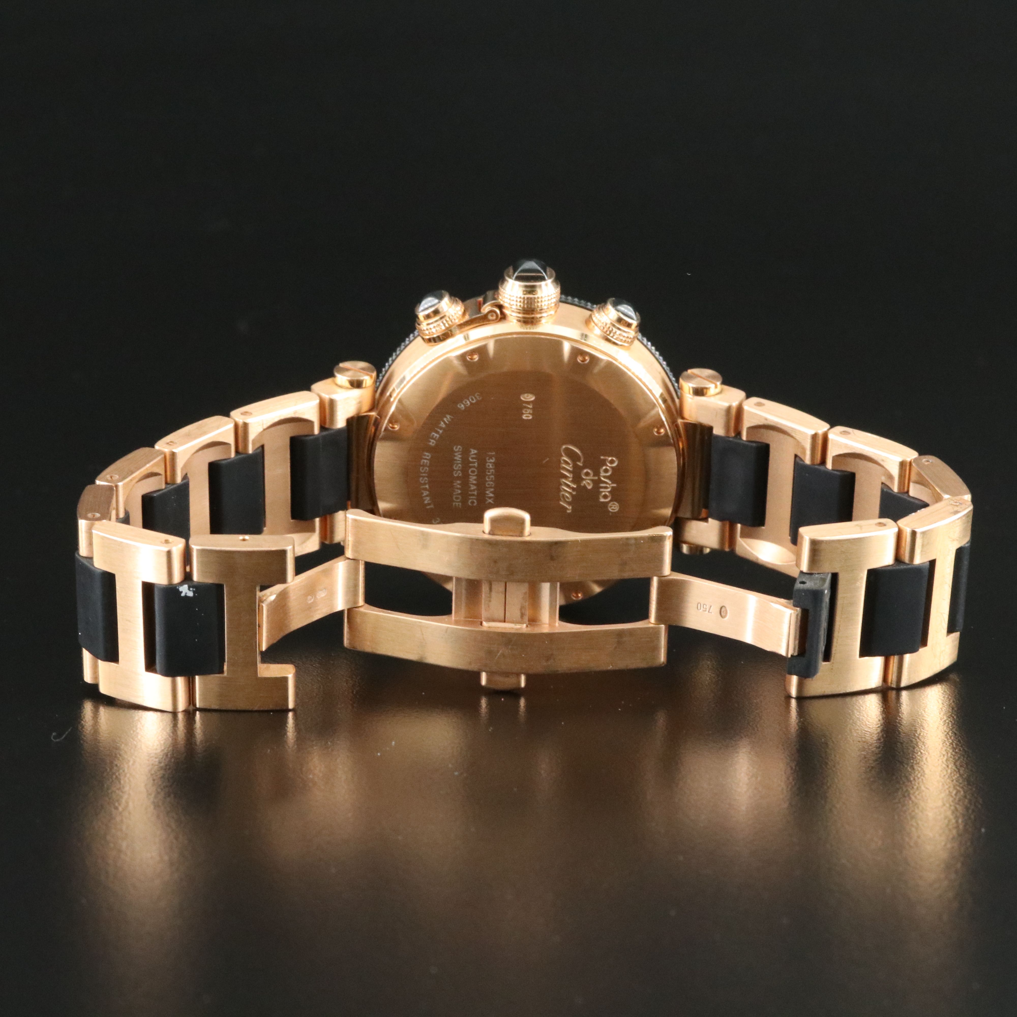 Cartier Pasha Seatimer Black 42mm 18K Rose Gold Automatic Watch 3066