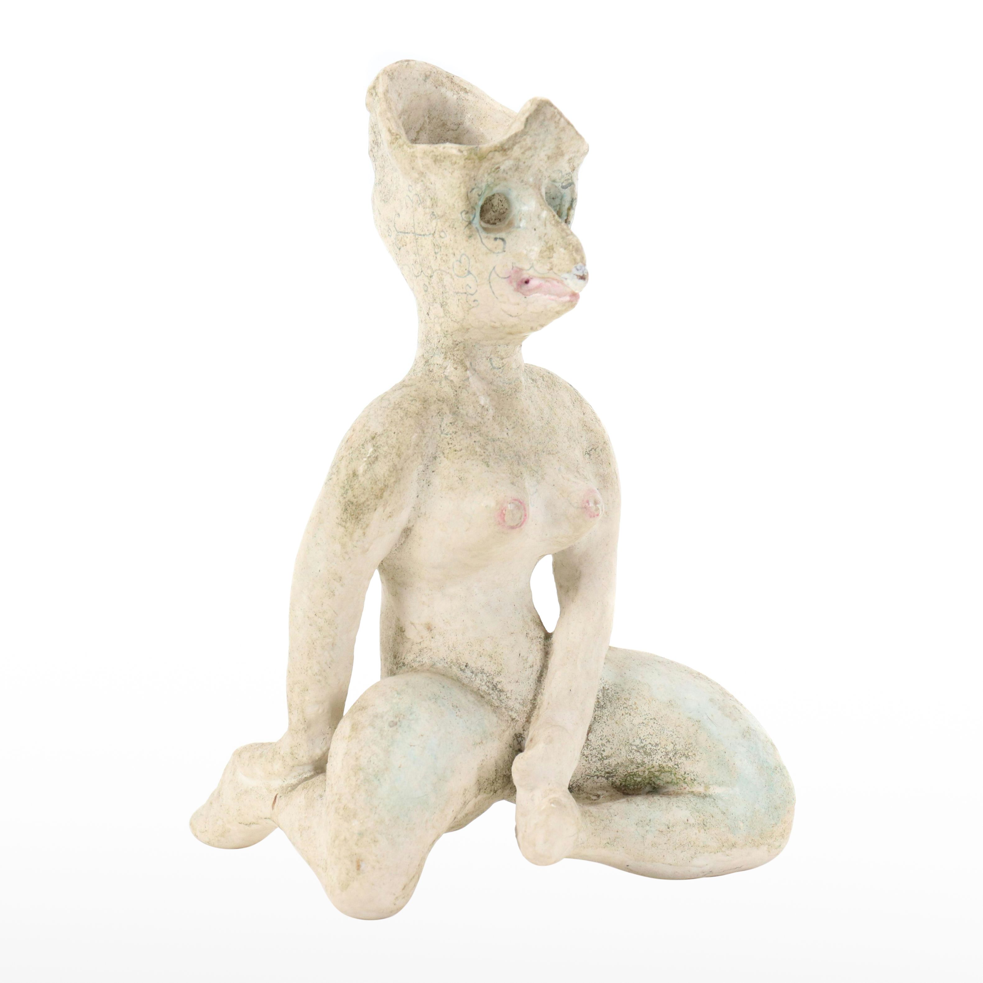 Nikolay "Kuk" Manuylov Surrealist Painted Plaster Sculpture of Nude Figure