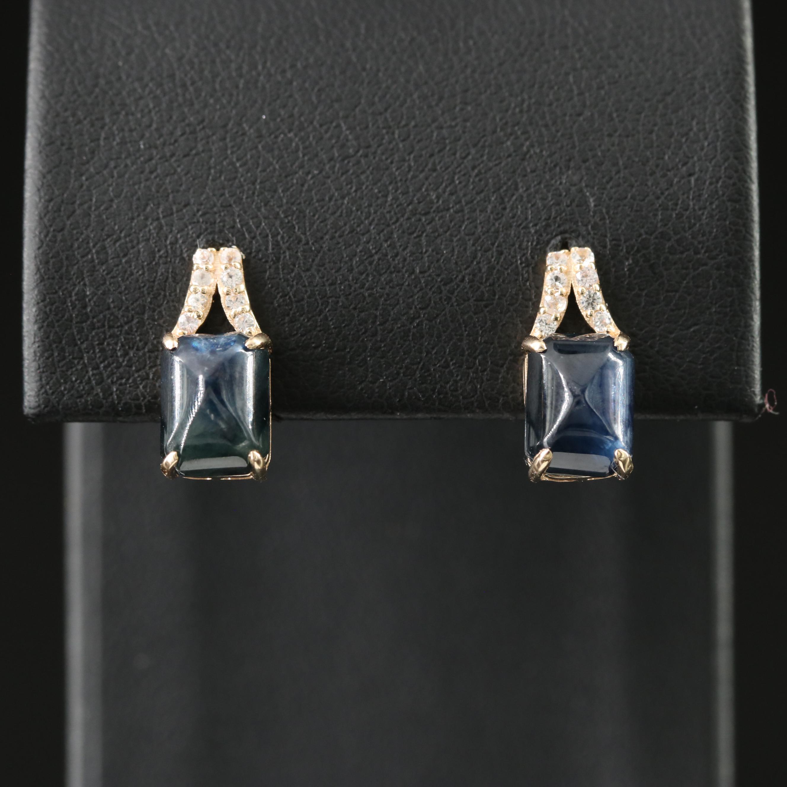 14K Sapphire and White Sapphire Earrings