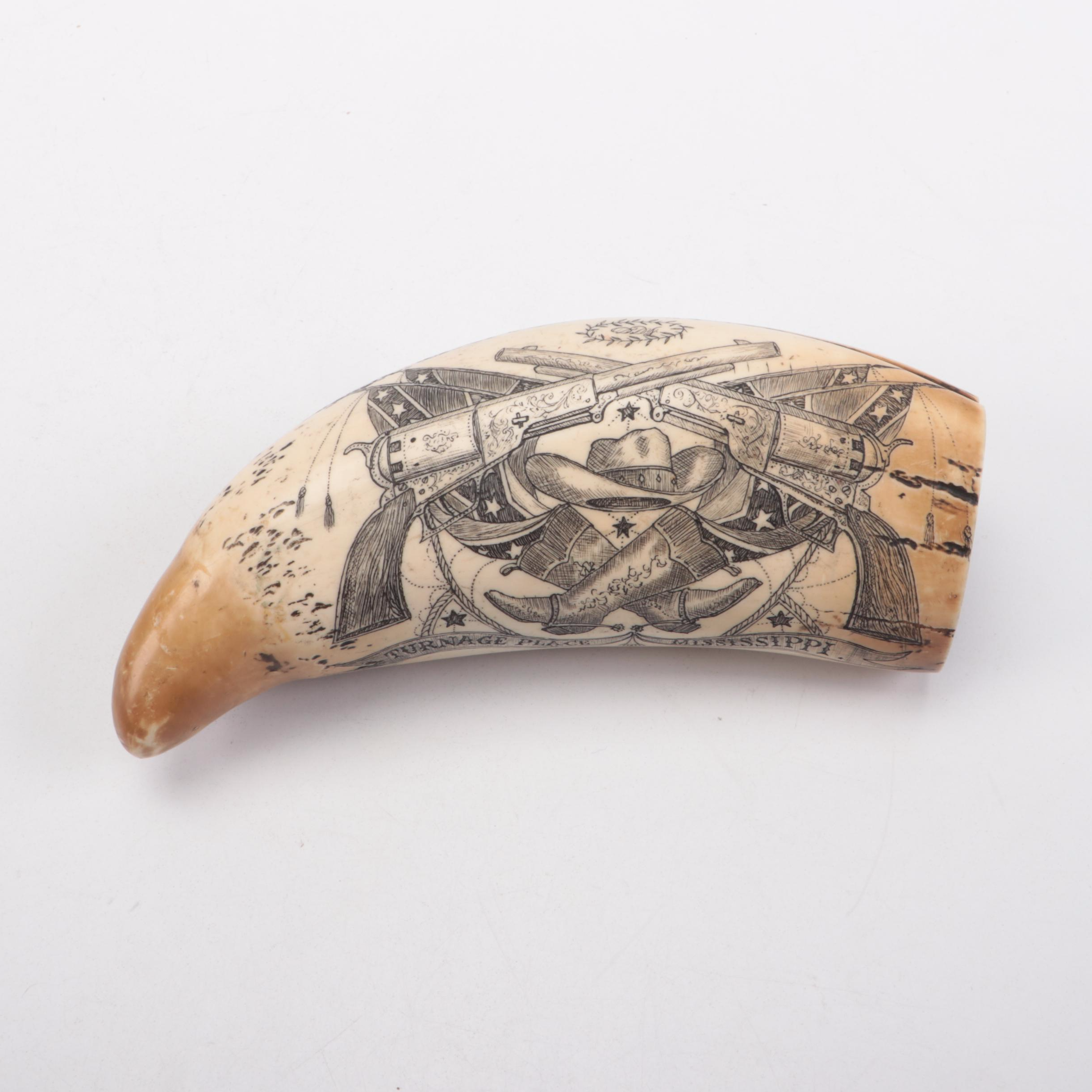 National Bone Handle and Schrade Antler Handle Pocket Knives with Whale Tooth