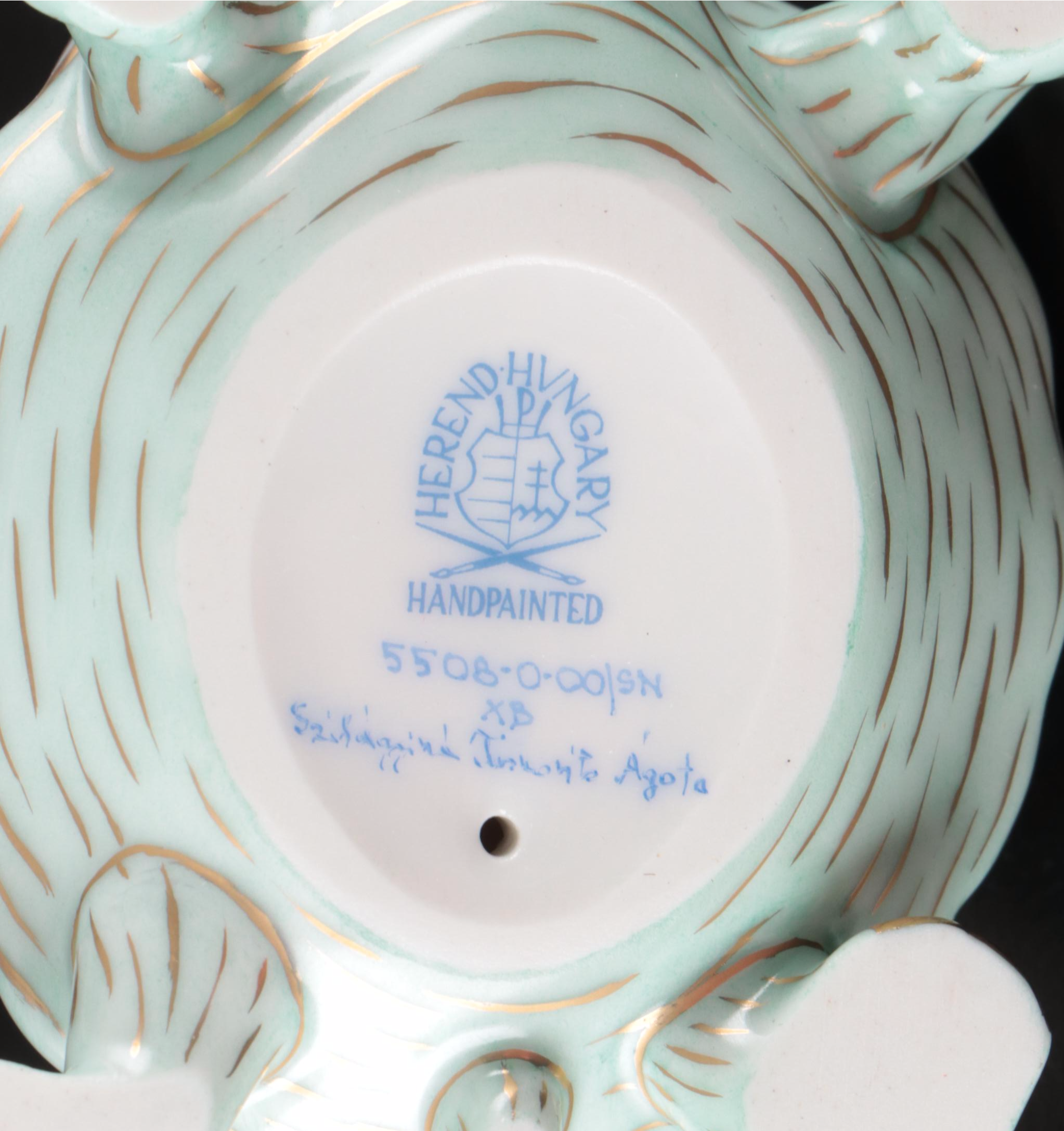 Signed Herend Porcelain "Black Dynasty" or "Siang Black" Turtle Shaped Box