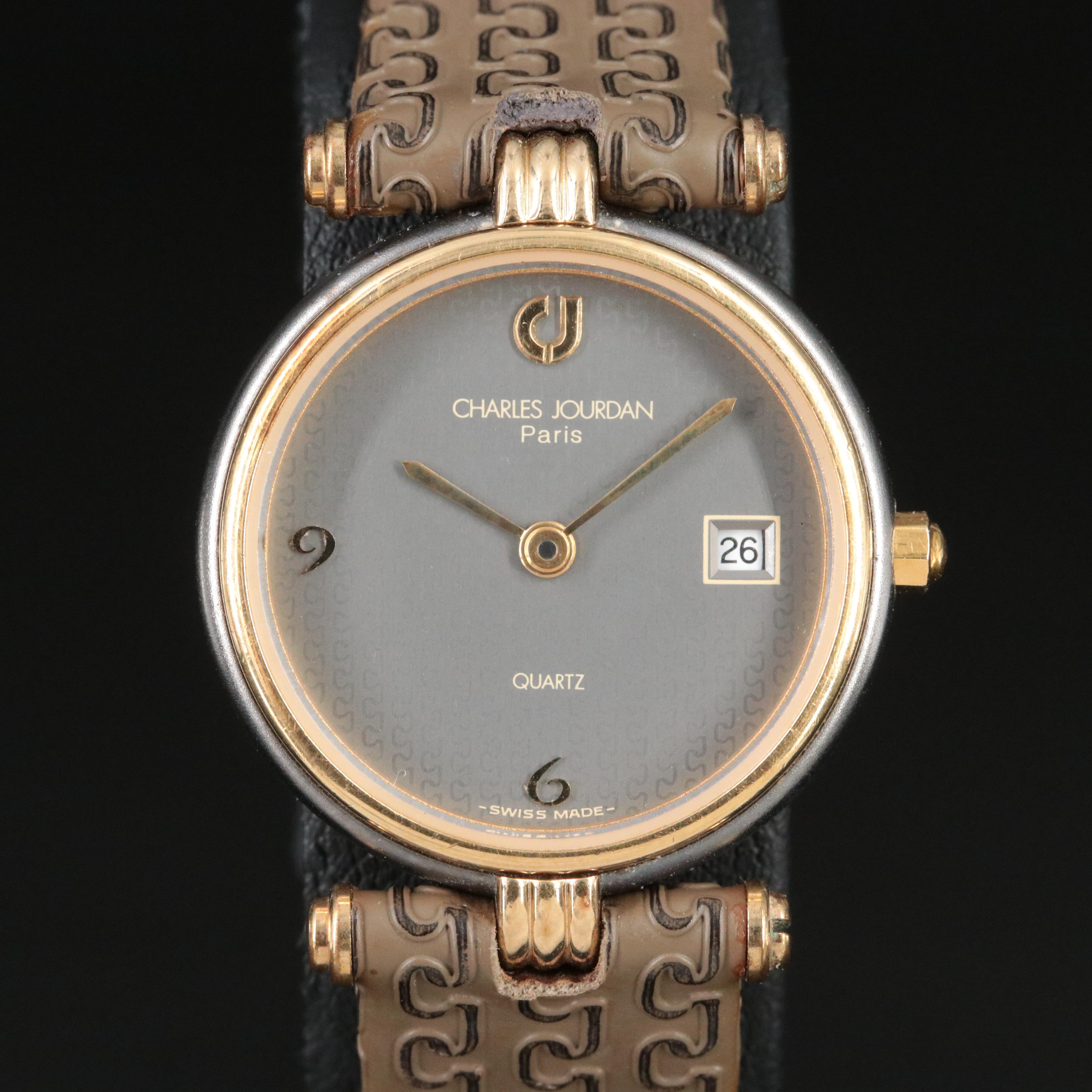 Charles Jourdan Paris Swiss Made Two Tone Date Watch