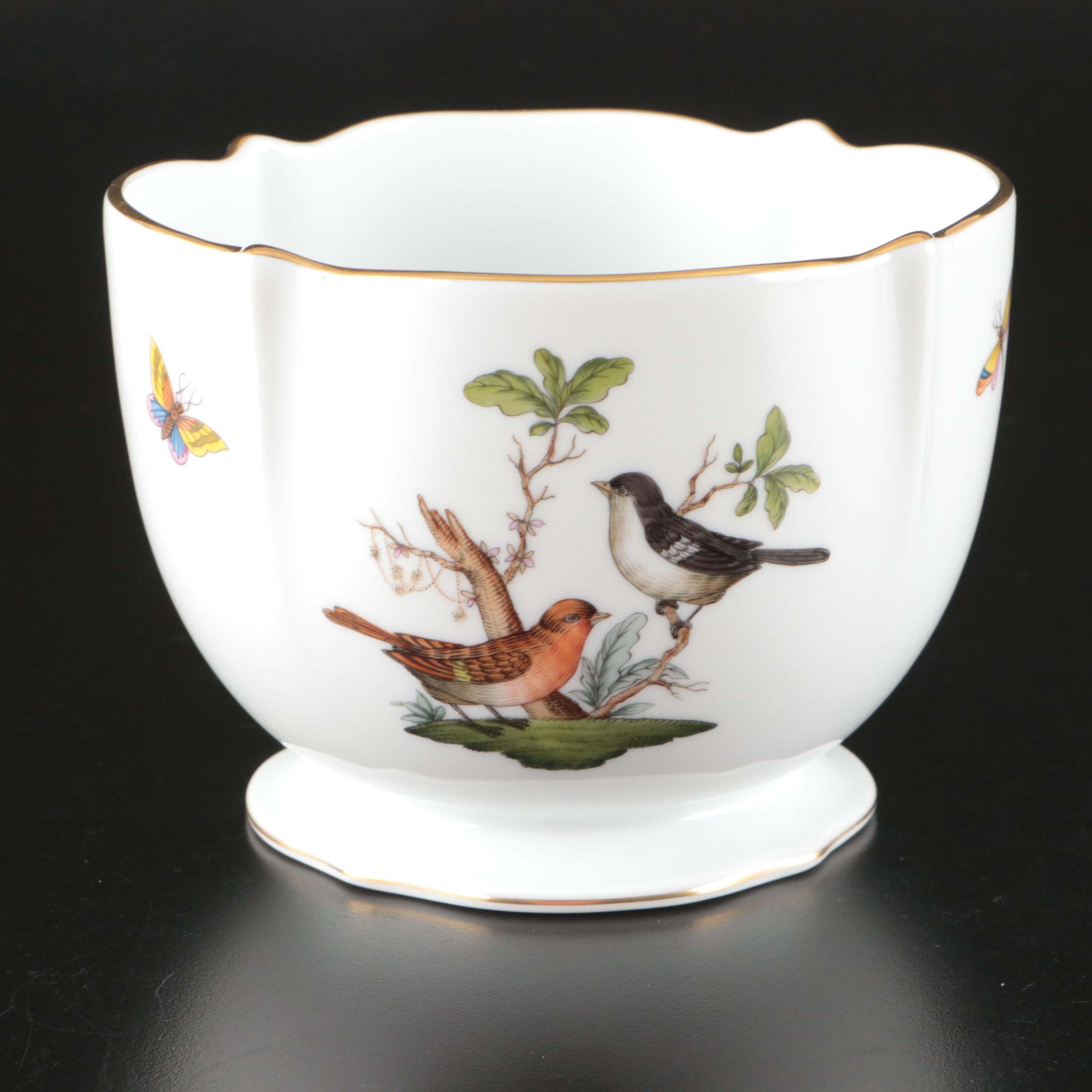 Herend "Rothschild Bird" Porcelain Decorative Footed Bowl