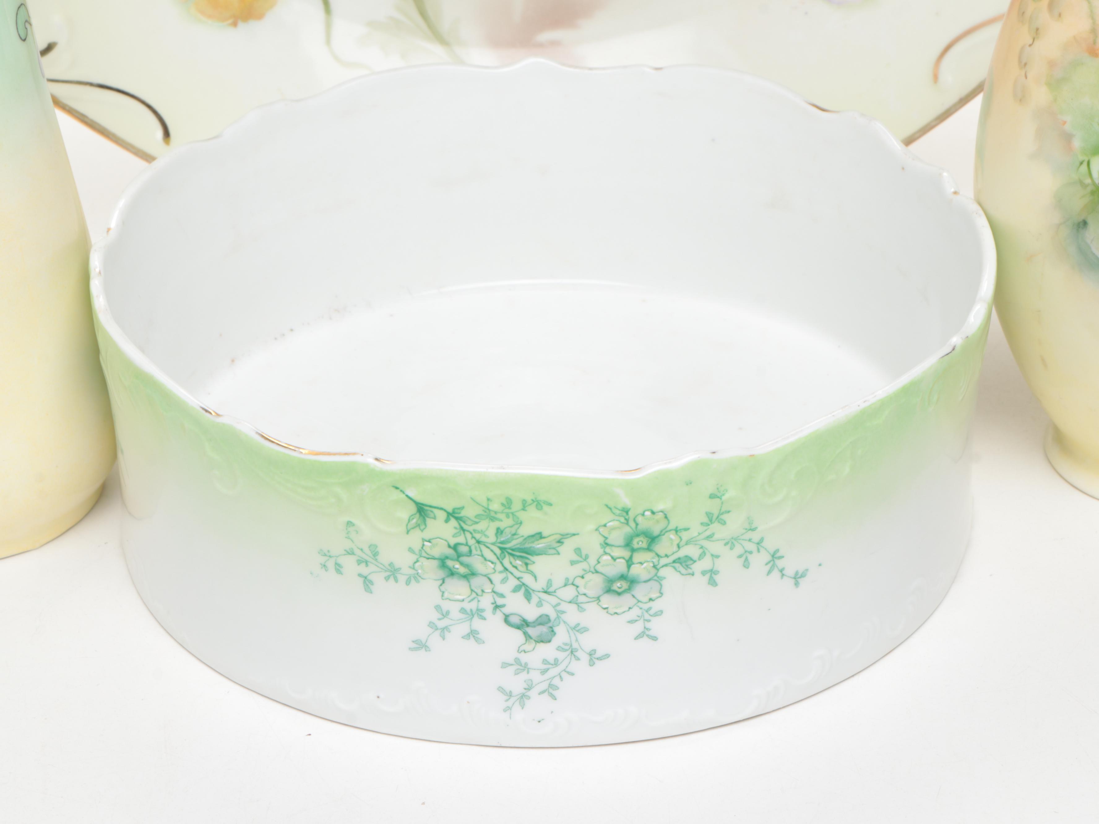 Z.S. & Co. Art Nouveau Style Porcelain Vase and Other Porcelain Table Décor