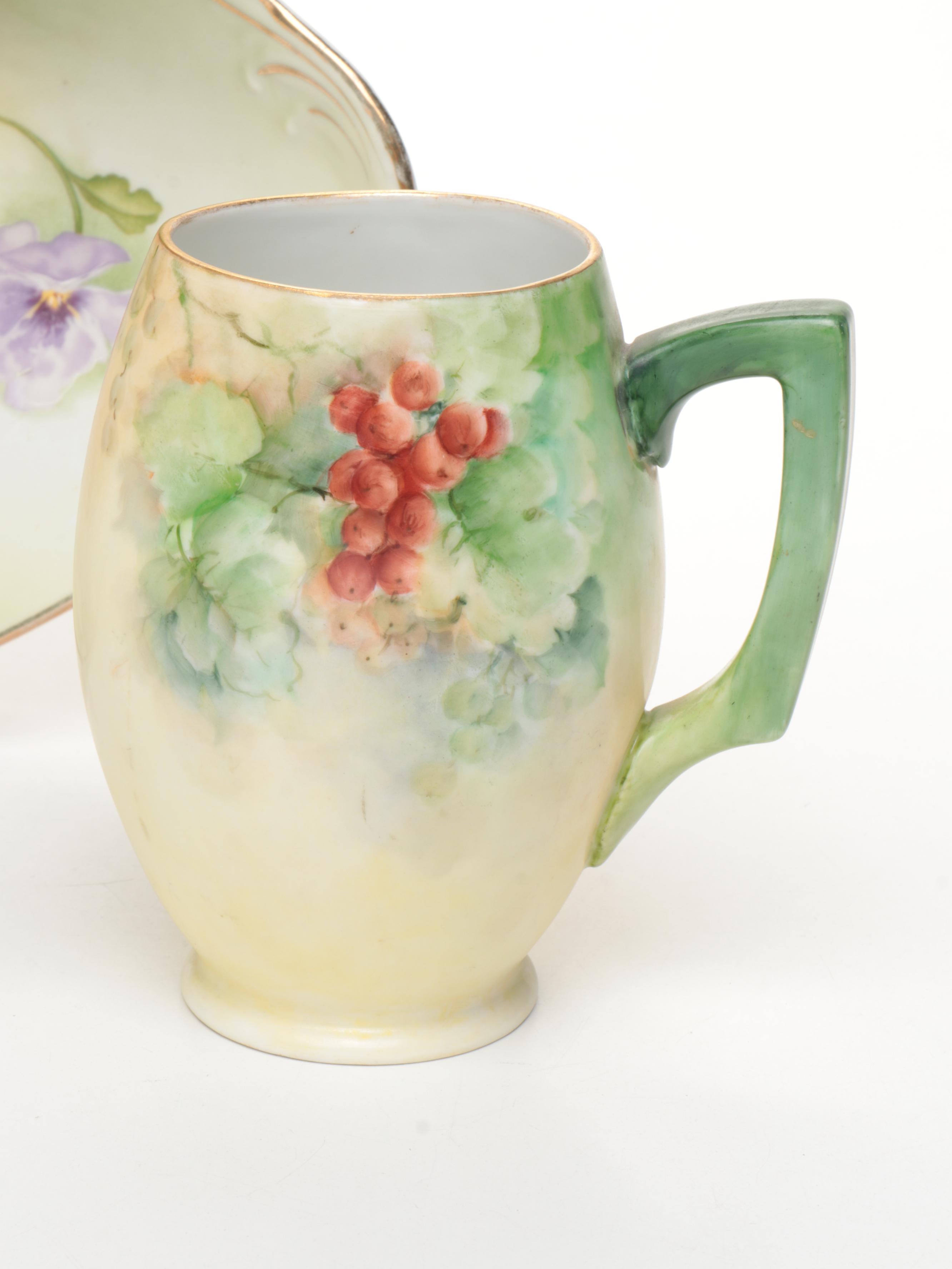 Z.S. & Co. Art Nouveau Style Porcelain Vase and Other Porcelain Table Décor