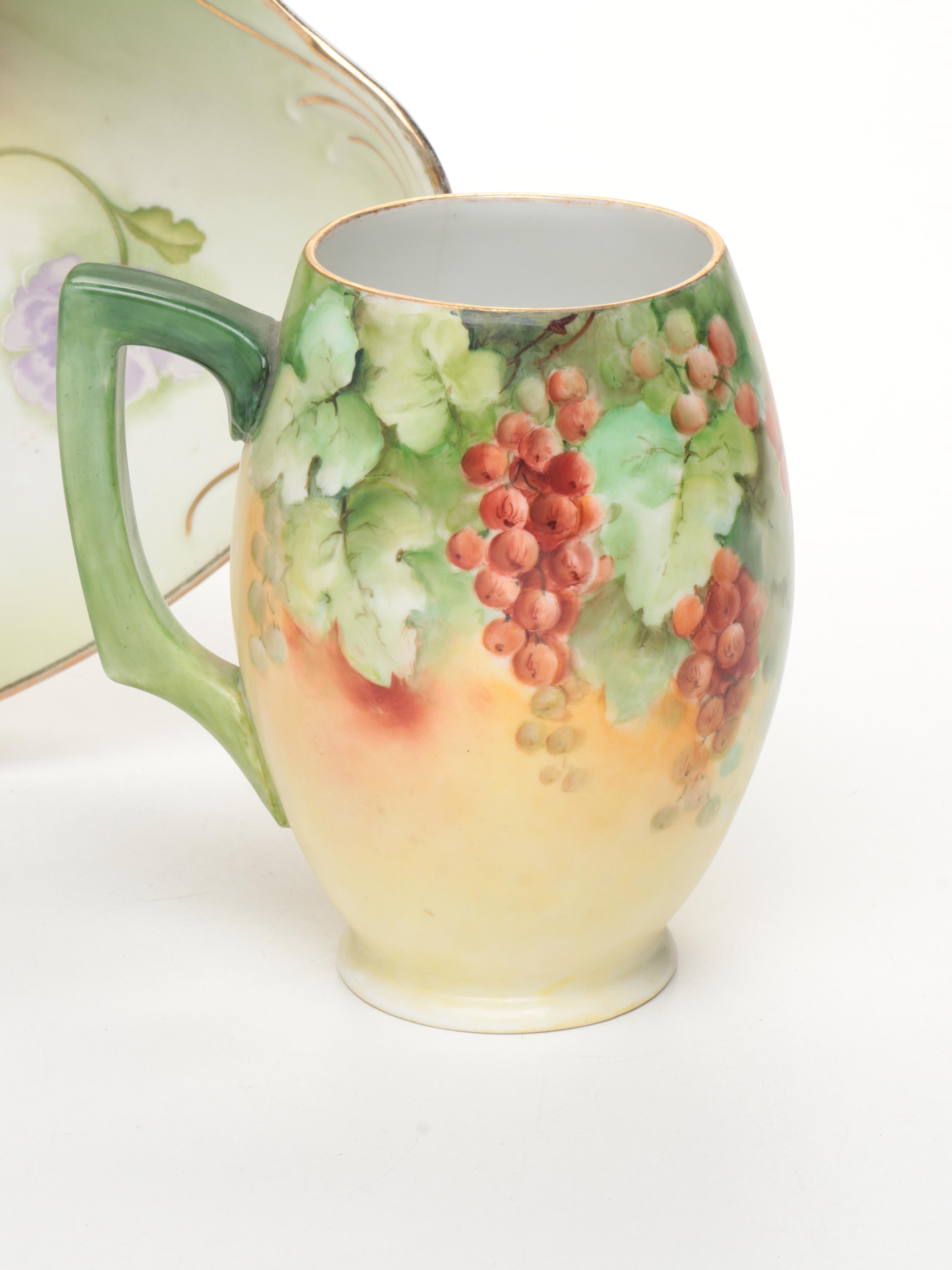 Z.S. & Co. Art Nouveau Style Porcelain Vase and Other Porcelain Table Décor