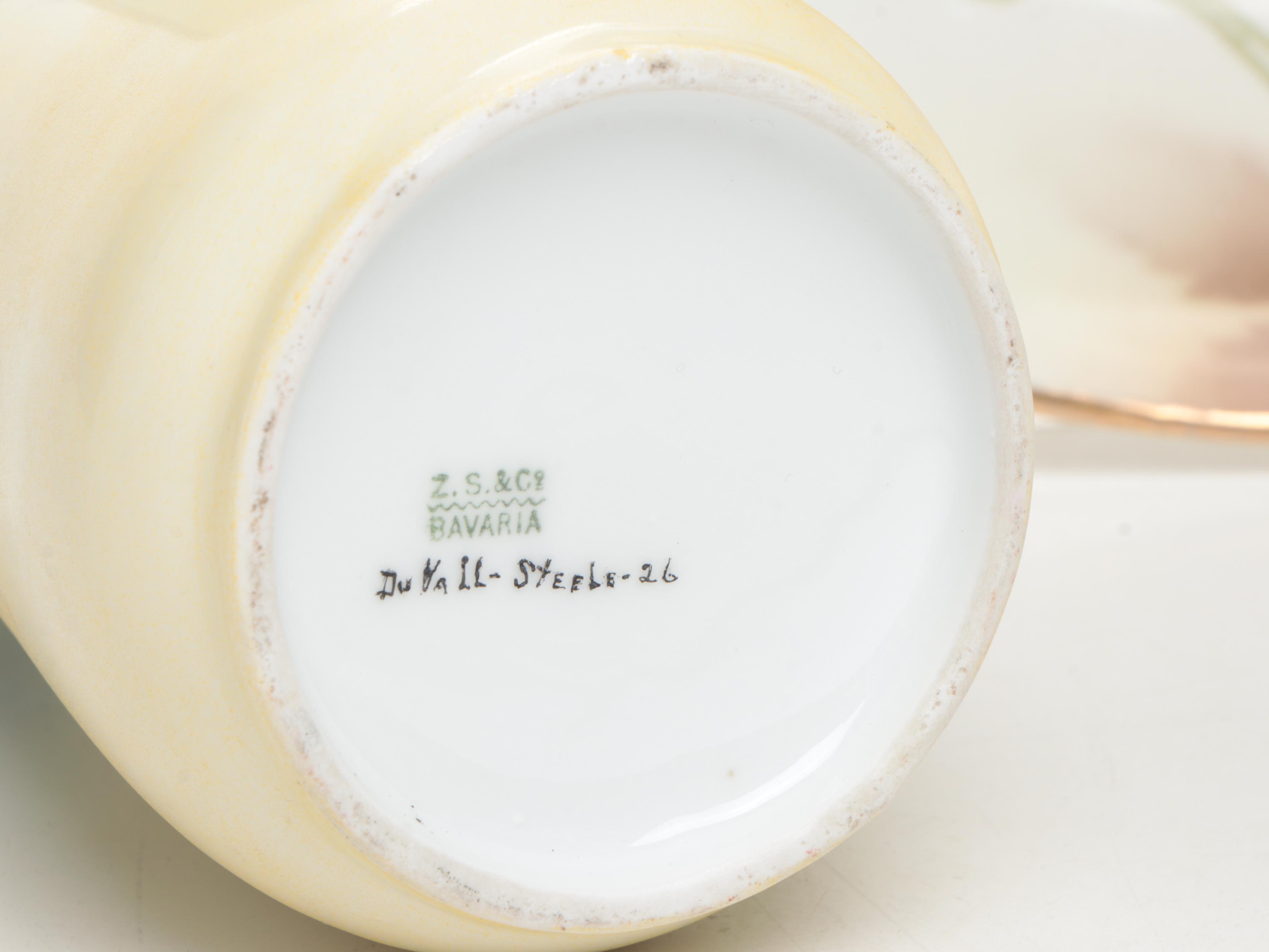 Z.S. & Co. Art Nouveau Style Porcelain Vase and Other Porcelain Table Décor