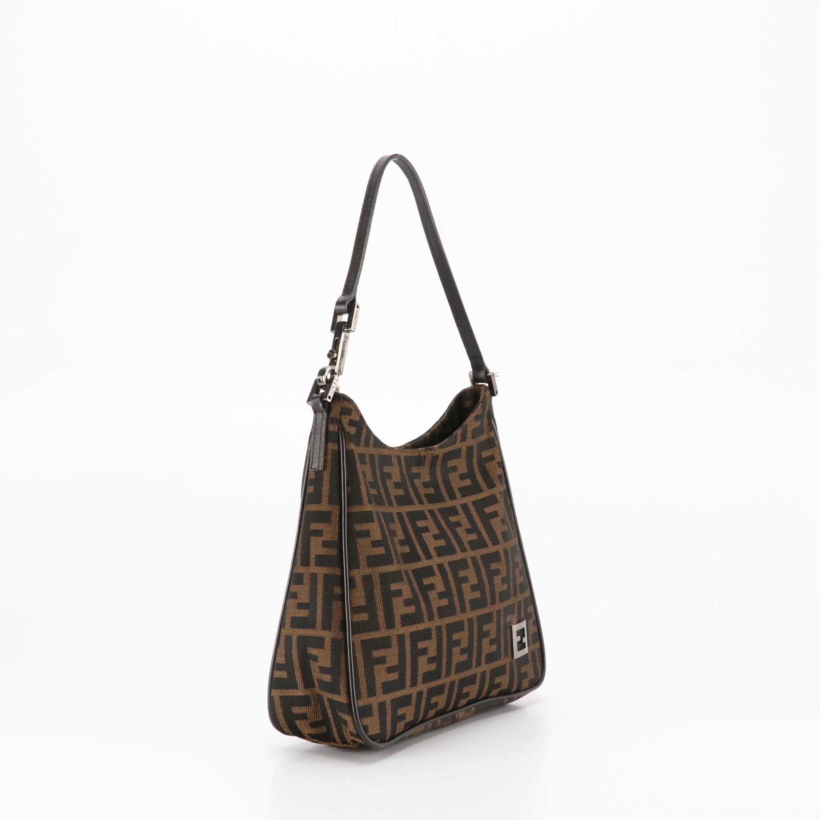 Fendi Zucca Jacquard Canvas and Leather Small Shoulder Bag