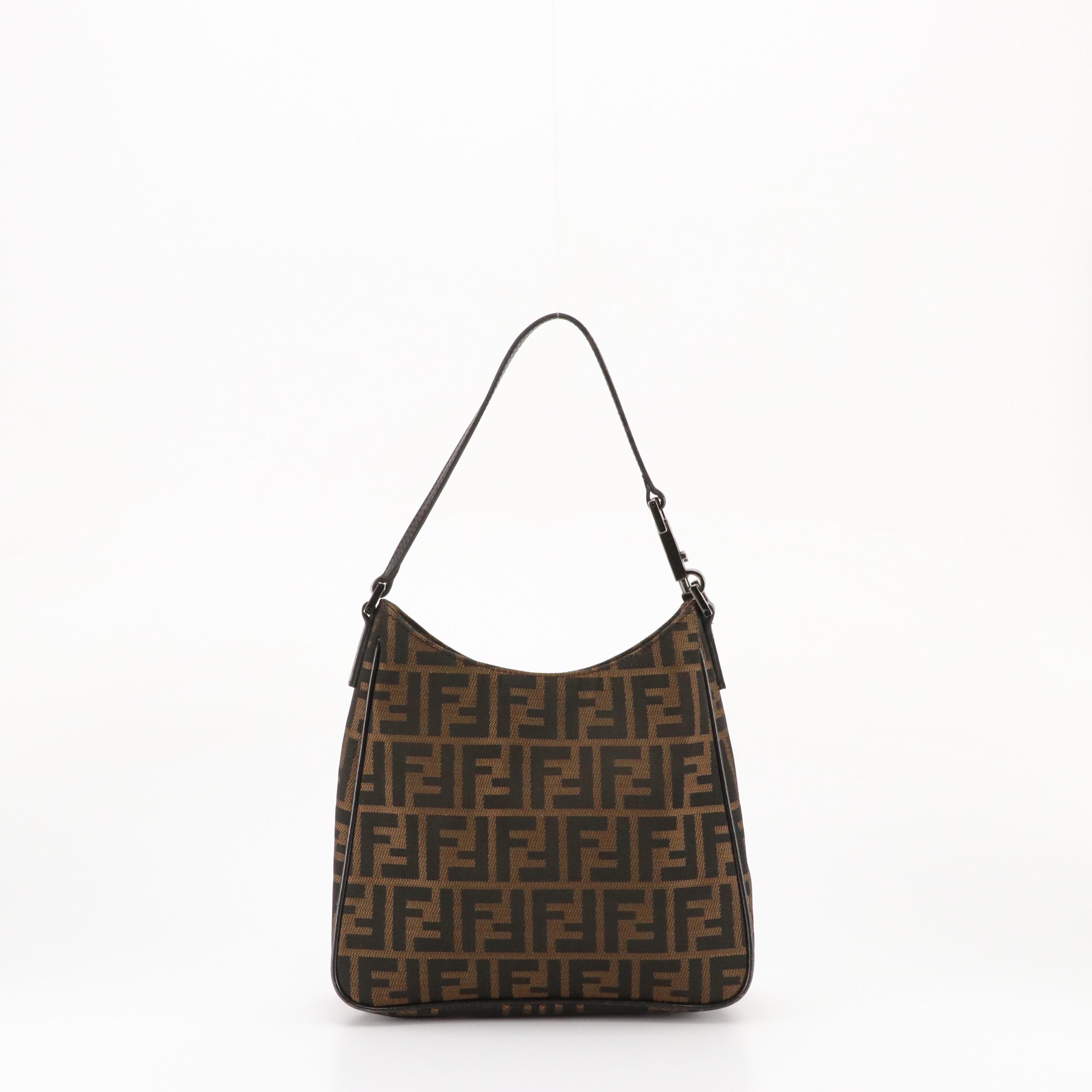 Fendi Zucca Jacquard Canvas and Leather Small Shoulder Bag