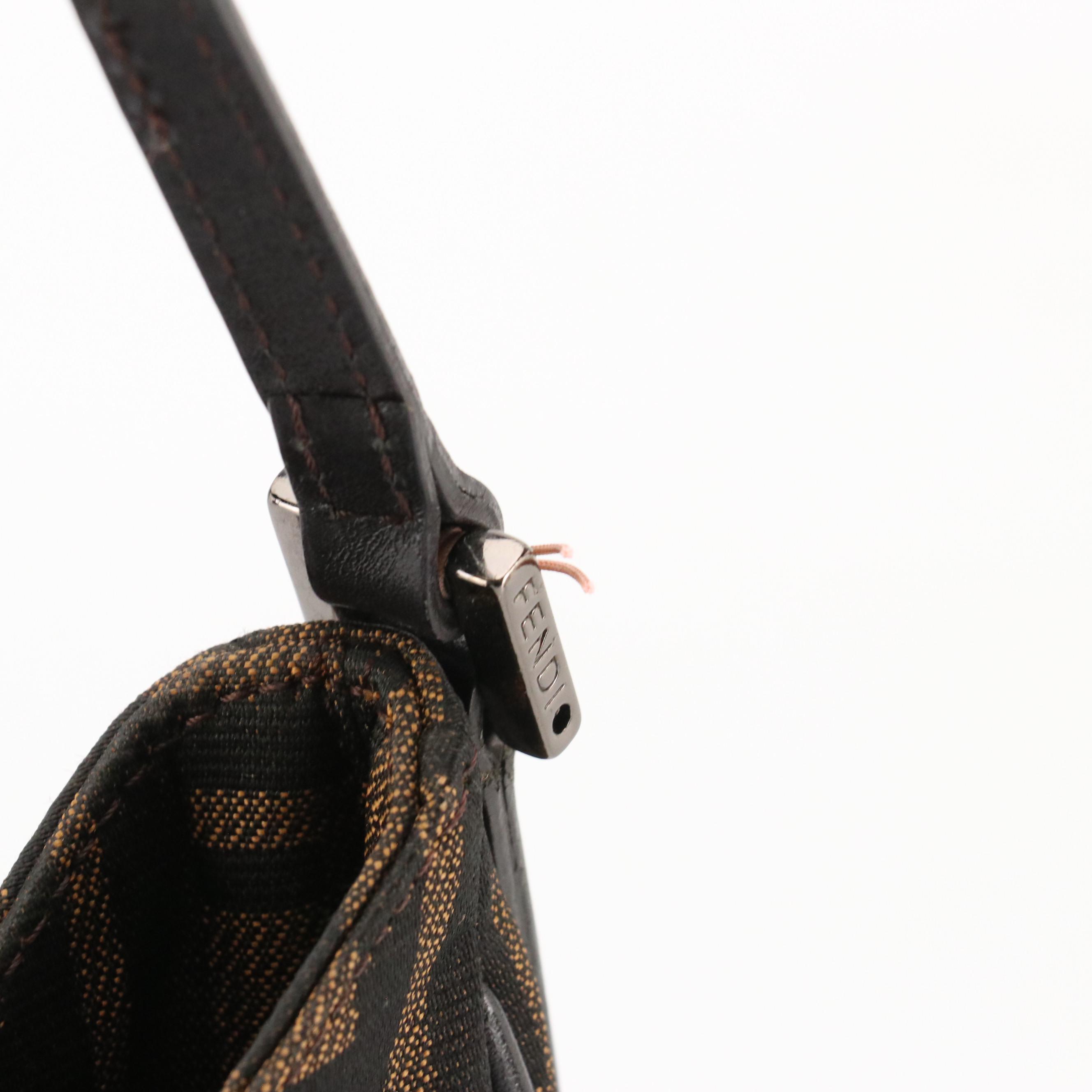 Fendi Zucca Jacquard Canvas and Leather Small Shoulder Bag