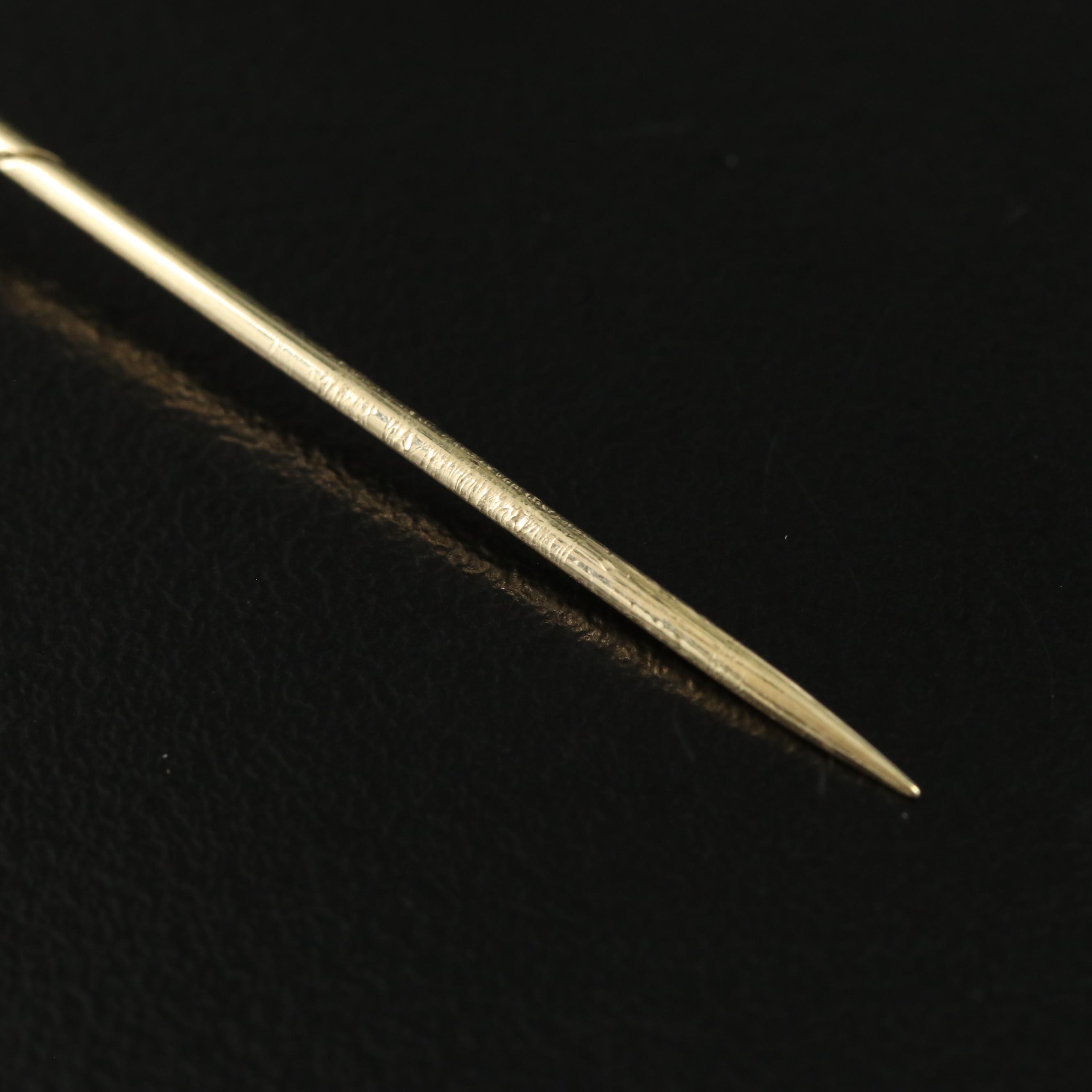 Antique Art Deco 14K 0.16 CT Diamond Stickpin with Platinum Accent