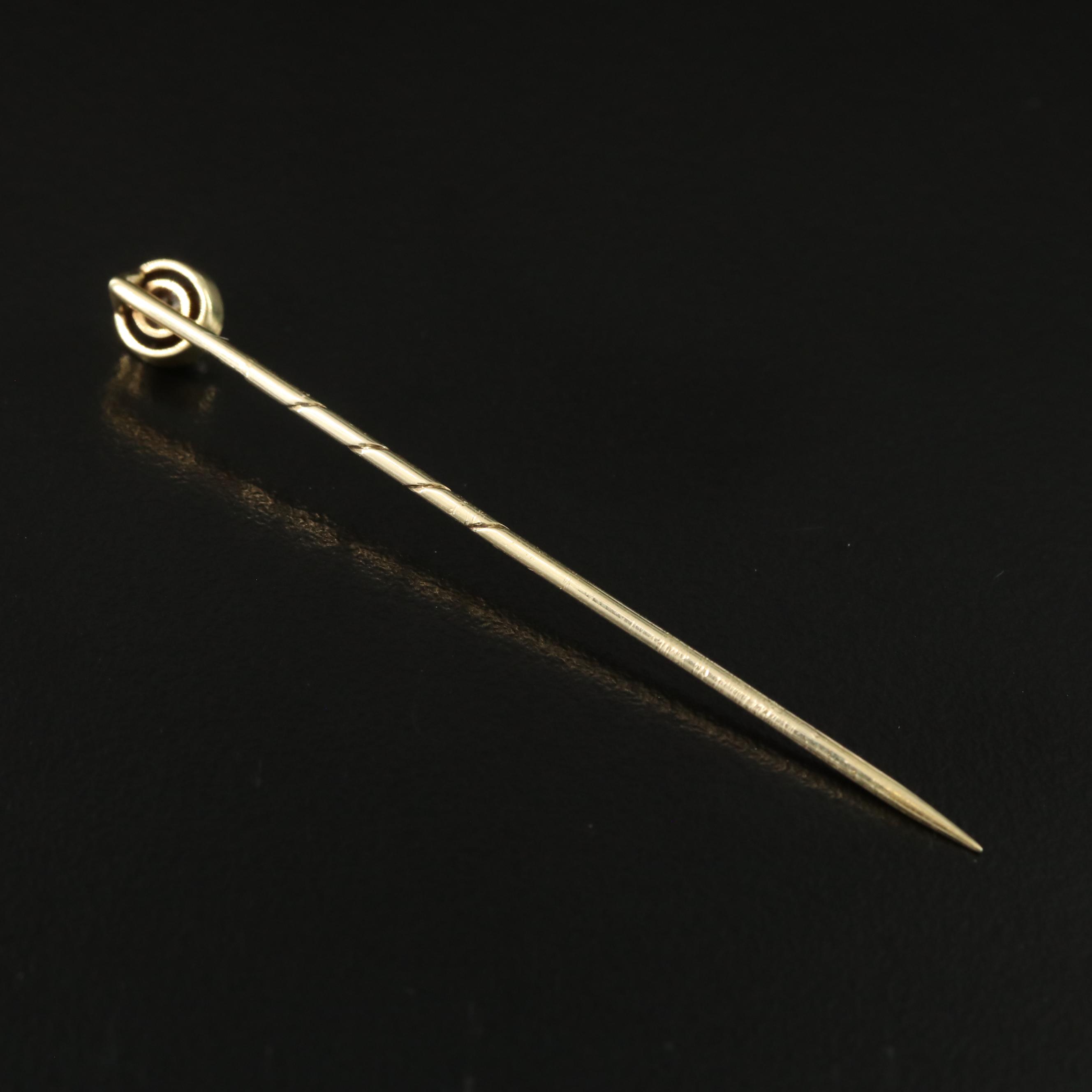 Antique Art Deco 14K 0.16 CT Diamond Stickpin with Platinum Accent