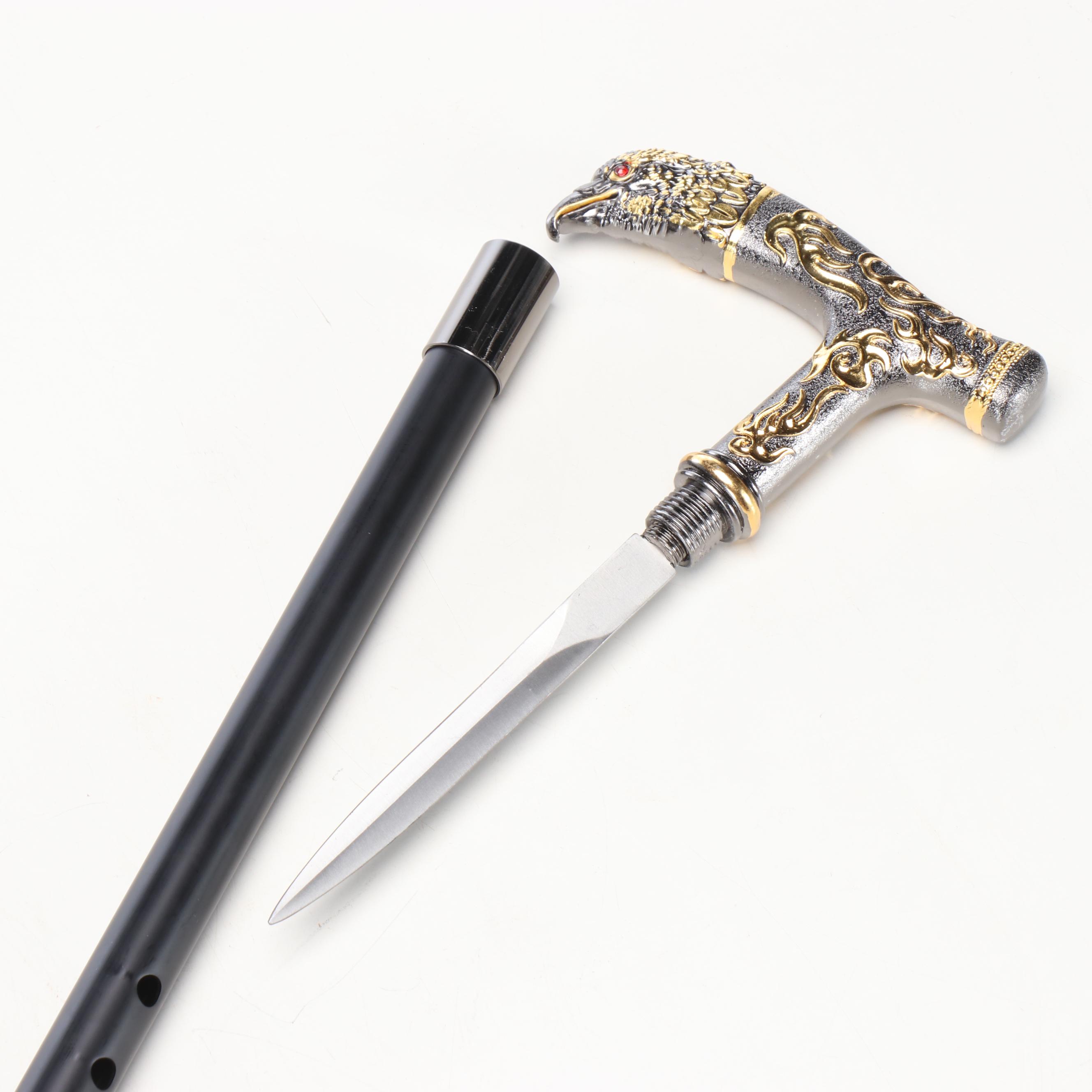 Two-Tone Eagle Head Derby-Handled Adjustable Sword Cane