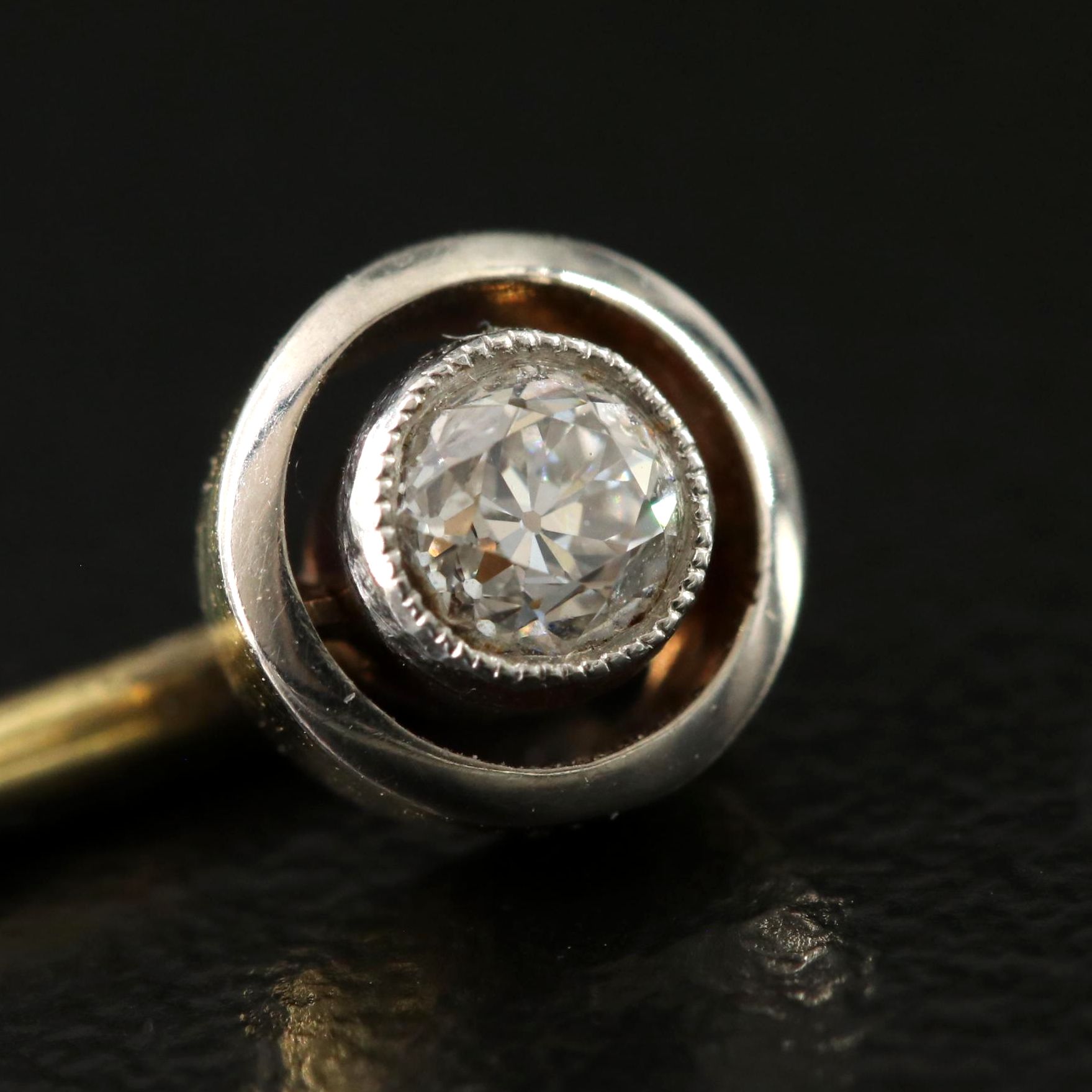 Antique Art Deco 14K 0.16 CT Diamond Stickpin with Platinum Accent