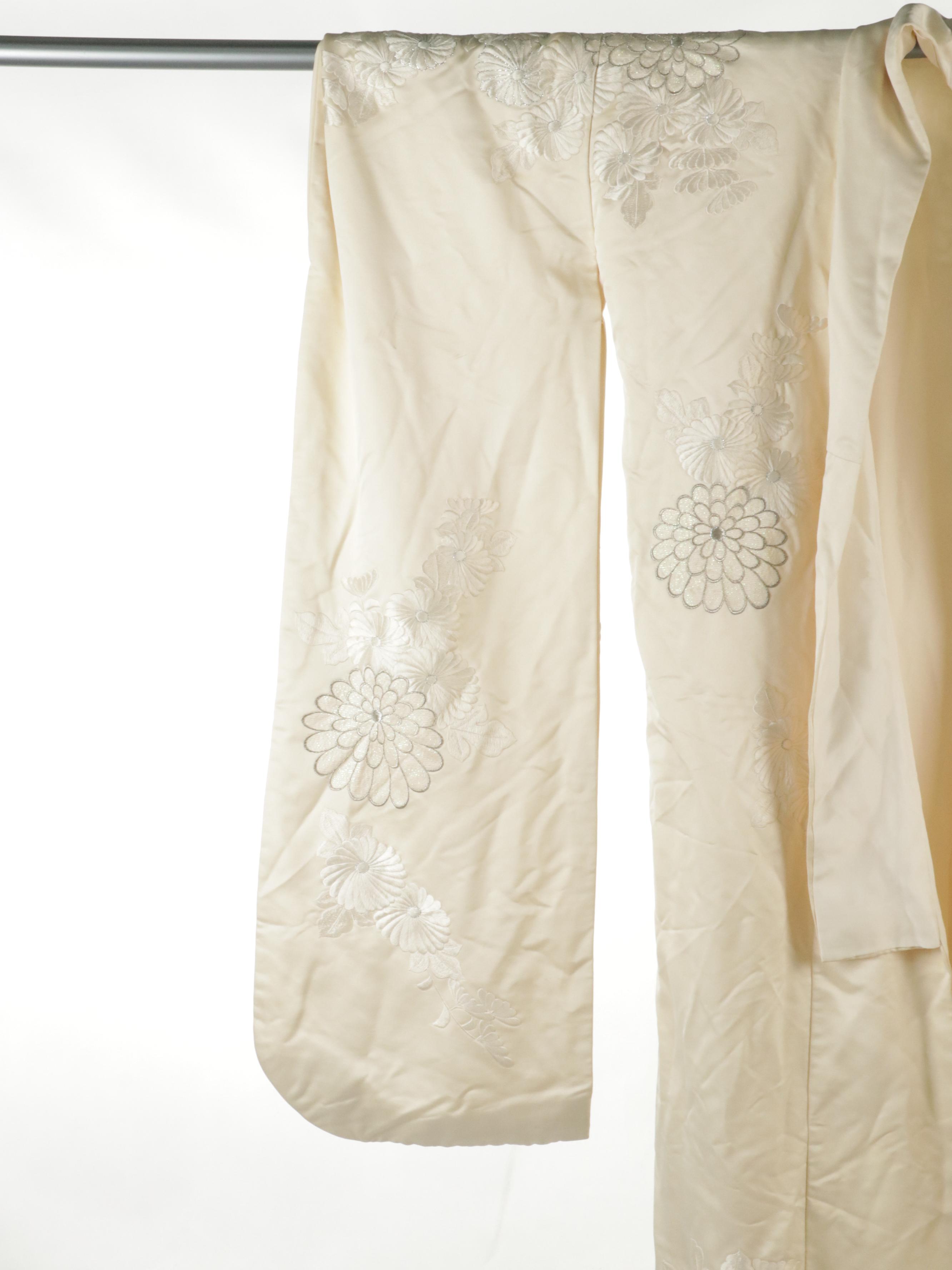 Japanese Shiromuku Wedding Kimono with Embellished Embroidery