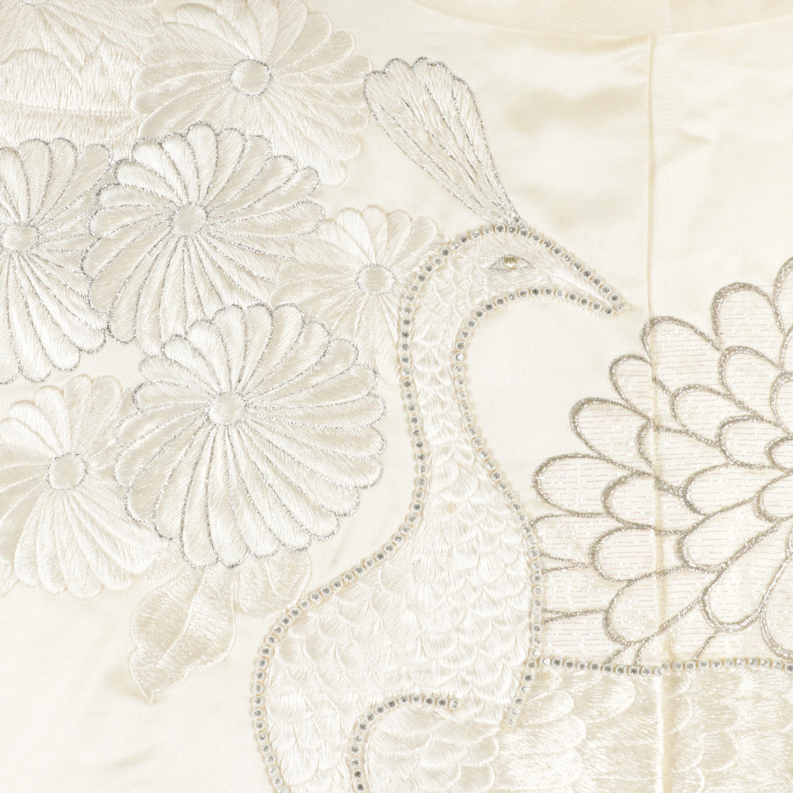 Japanese Shiromuku Wedding Kimono with Embellished Embroidery