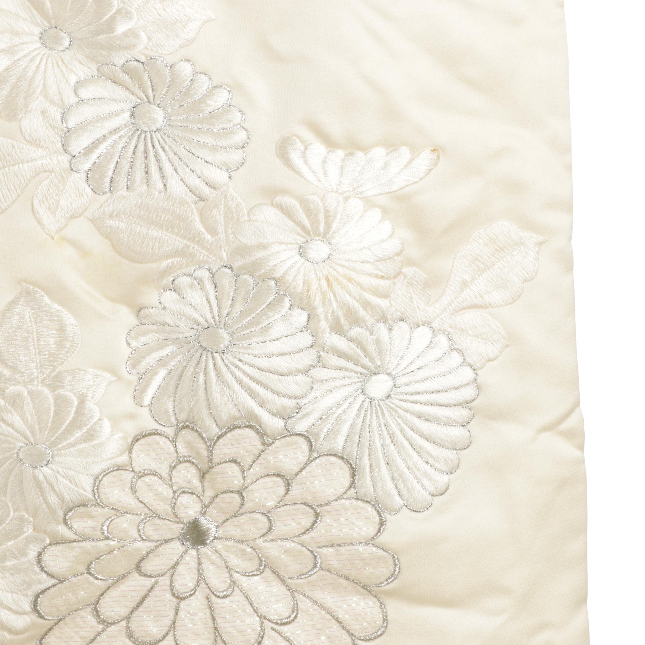 Japanese Shiromuku Wedding Kimono with Embellished Embroidery