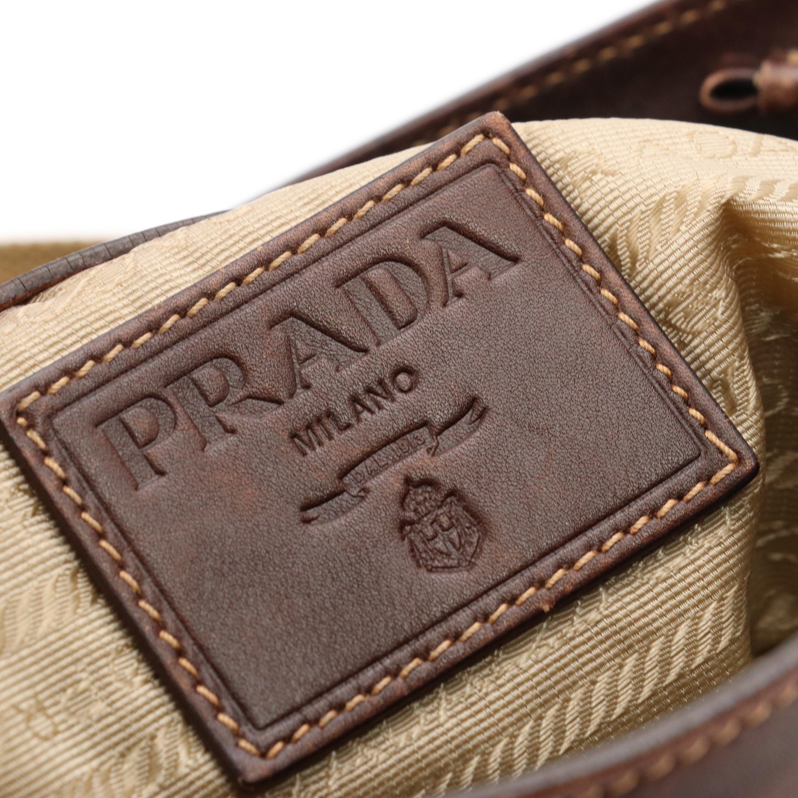 Prada Canapa Logo Jacquard Canvas and Leather Crossbody Bag