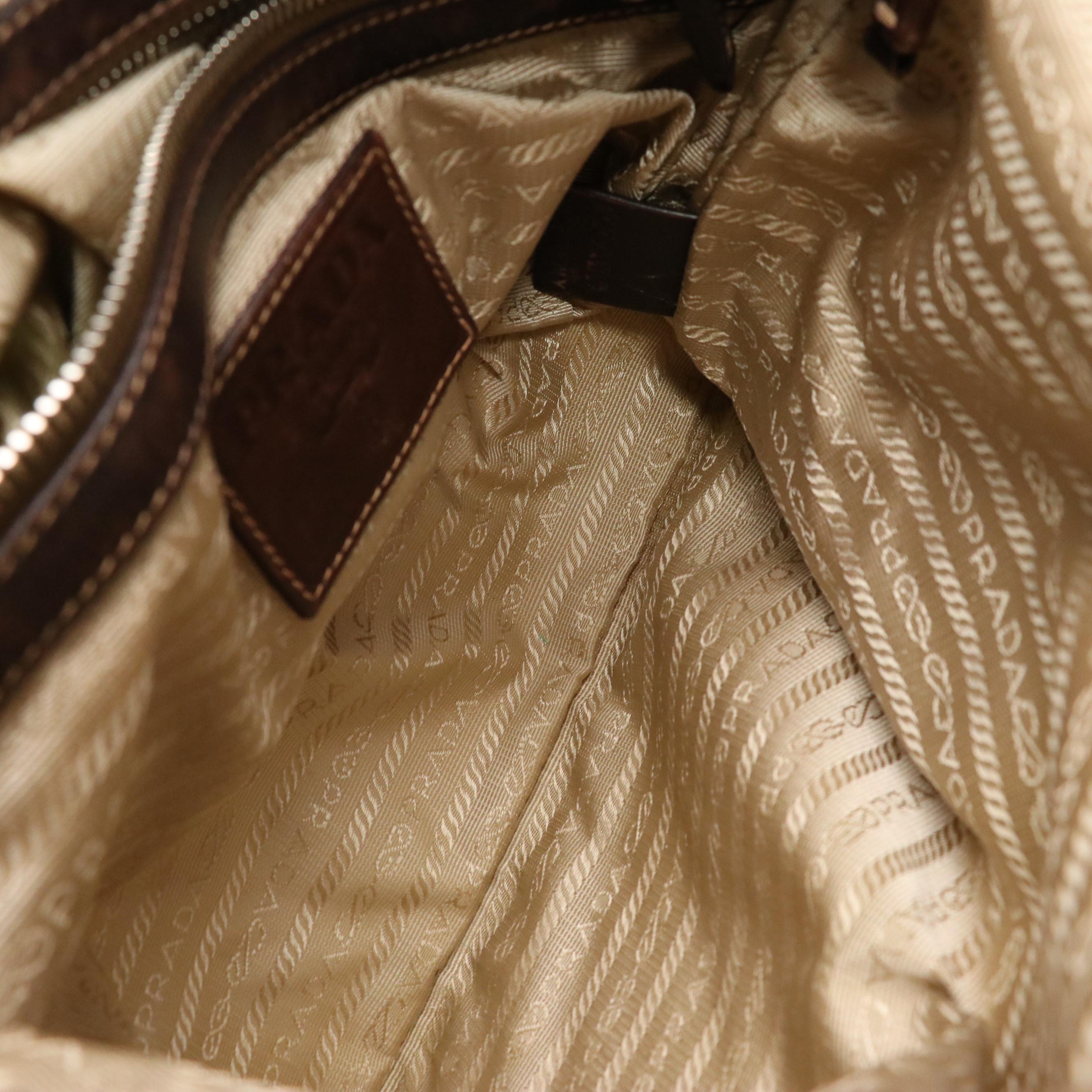 Prada Canapa Logo Jacquard Canvas and Leather Crossbody Bag