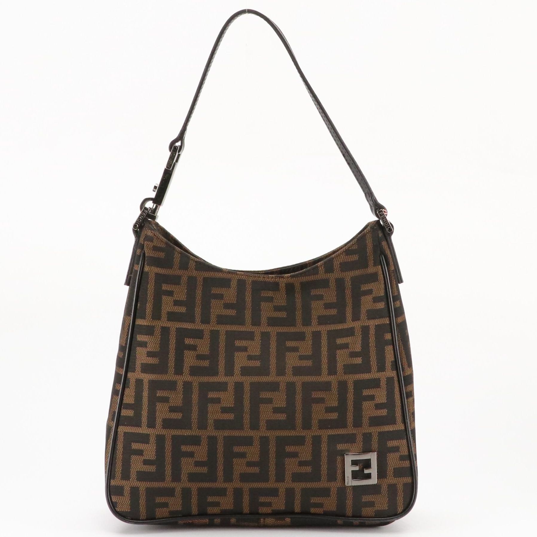 Fendi Zucca Jacquard Canvas and Leather Small Shoulder Bag
