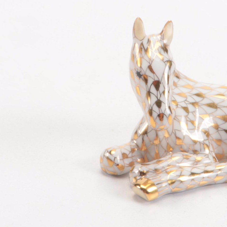 Herend Gold Fishnet with Gold "Horse Foal" Porcelain Figurine, 1998
