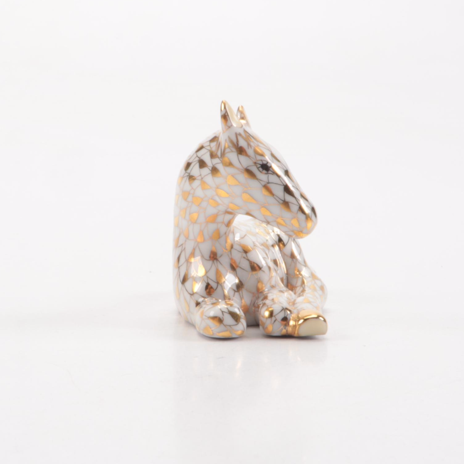 Herend Gold Fishnet with Gold "Horse Foal" Porcelain Figurine, 1998