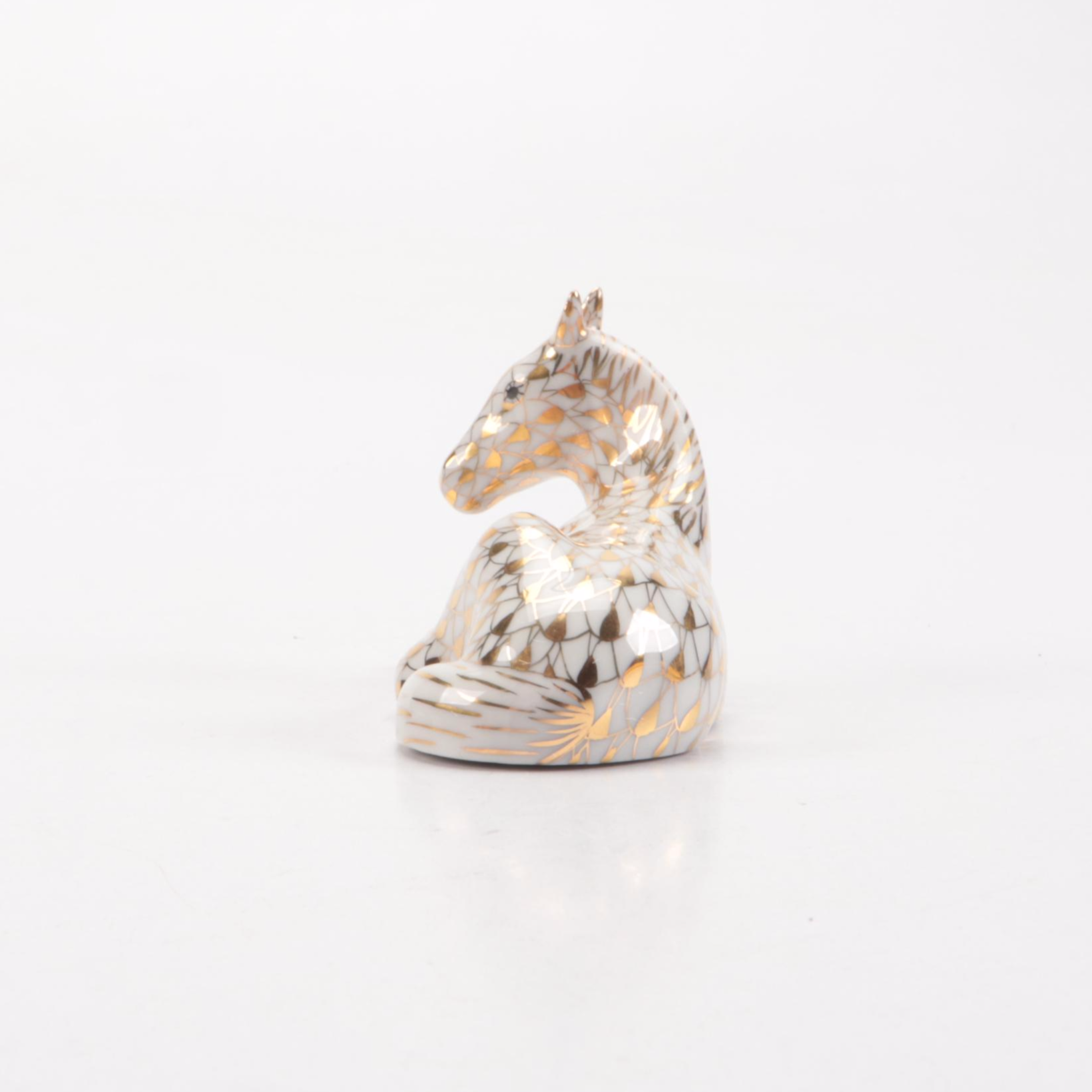Herend Gold Fishnet with Gold "Horse Foal" Porcelain Figurine, 1998