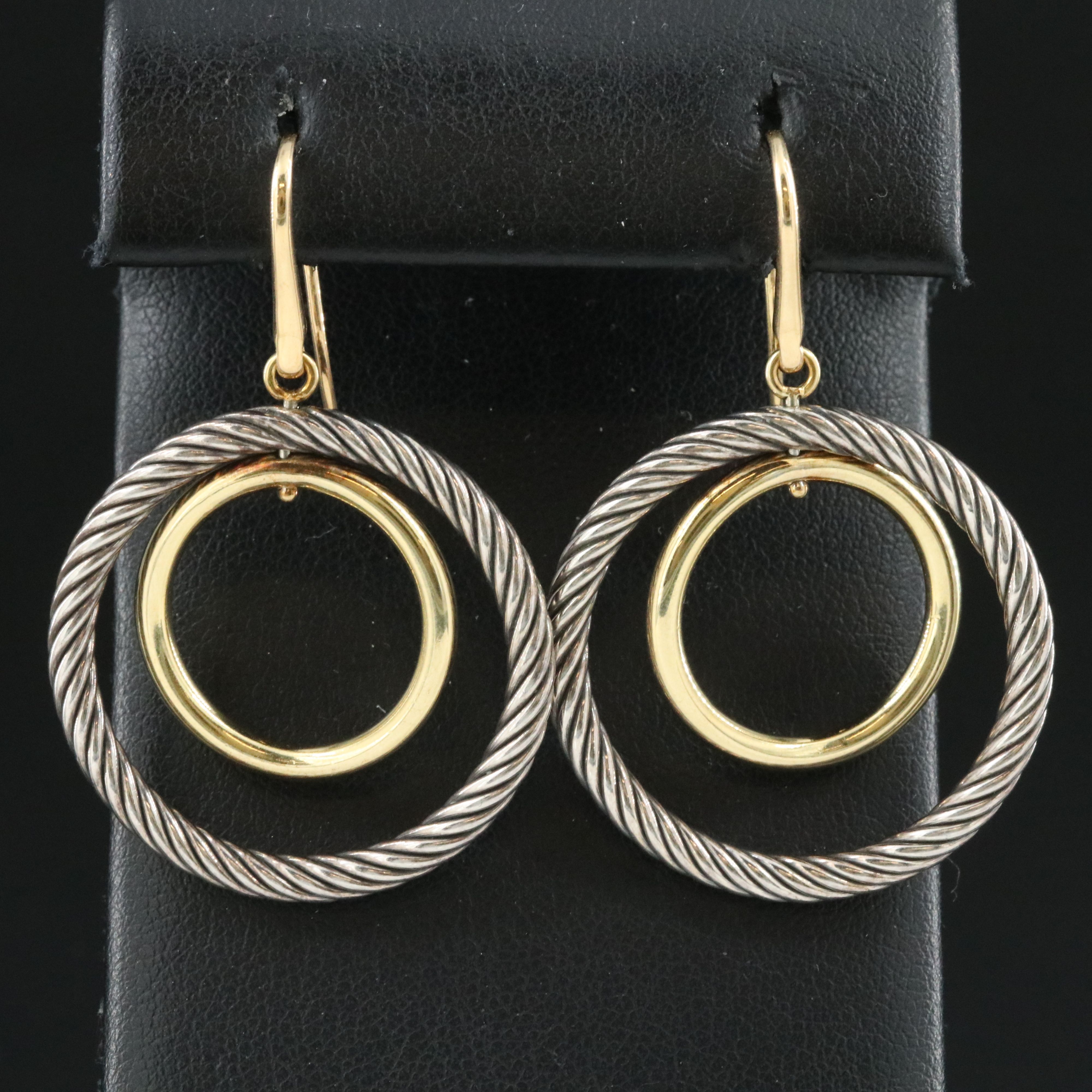 David Yurman Mobile Sterling and 18K Bonded Double Circle Earrings