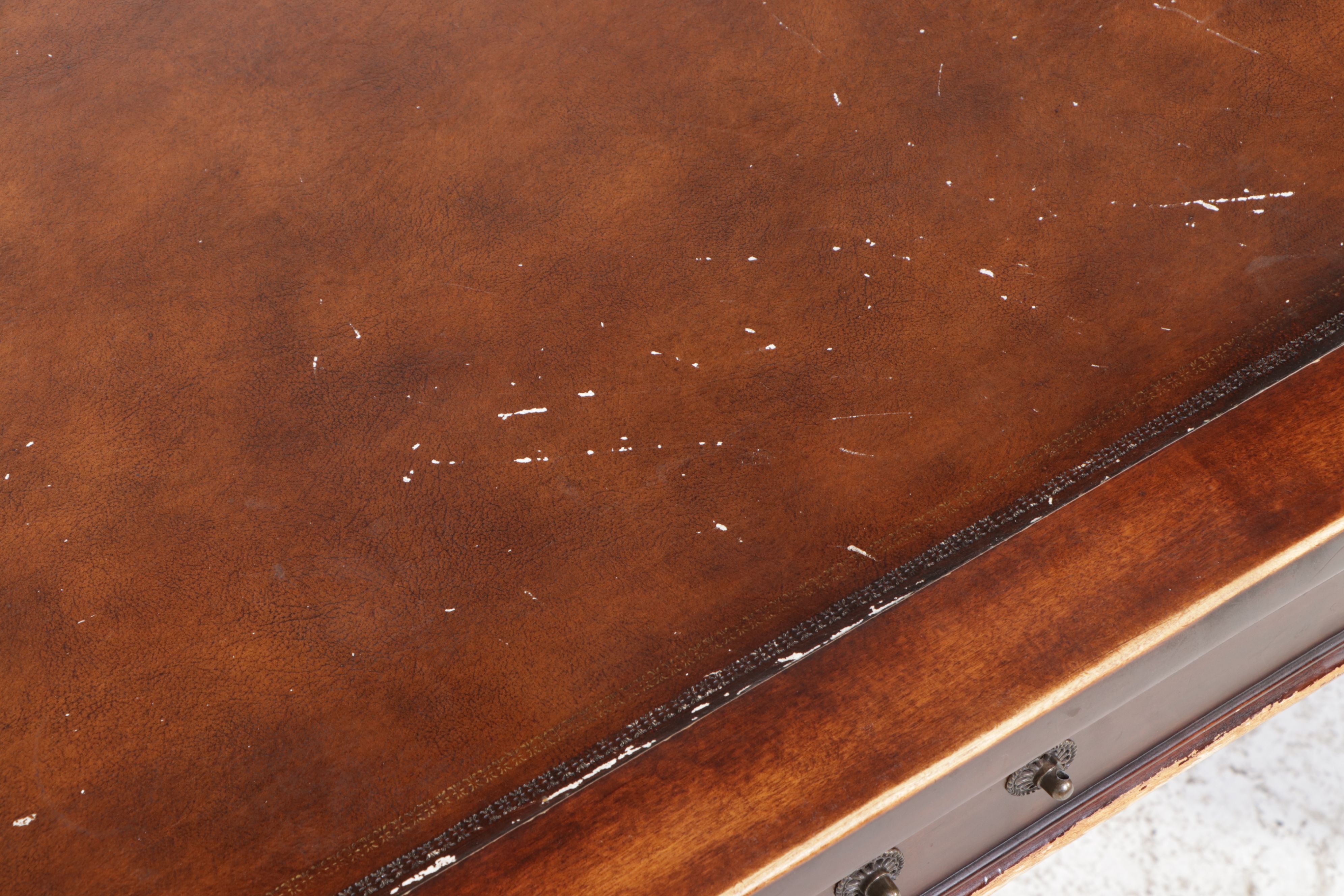 Duncan Phyfe Style Walnut Finish Lyre Leg Computer Desk