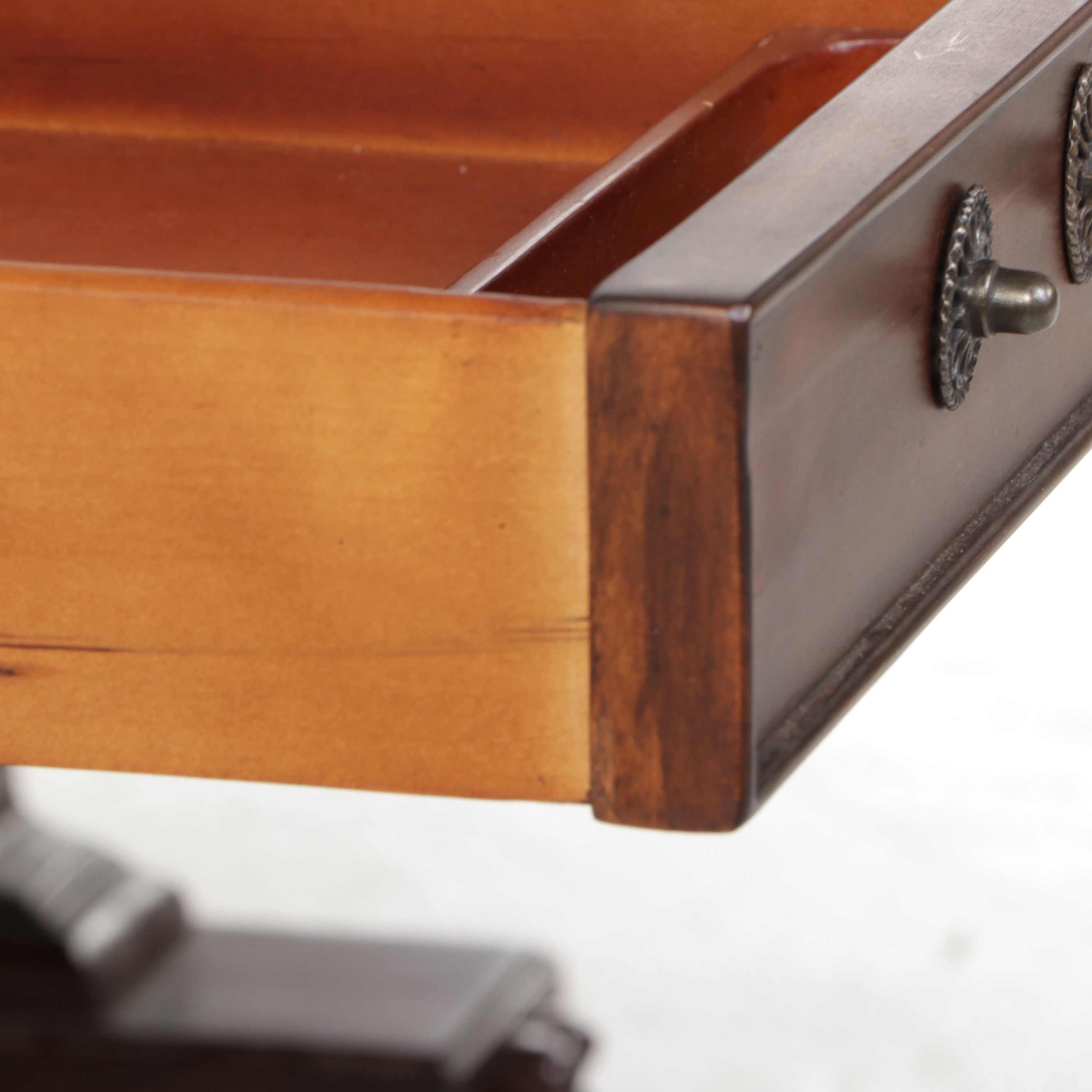 Duncan Phyfe Style Walnut Finish Lyre Leg Computer Desk