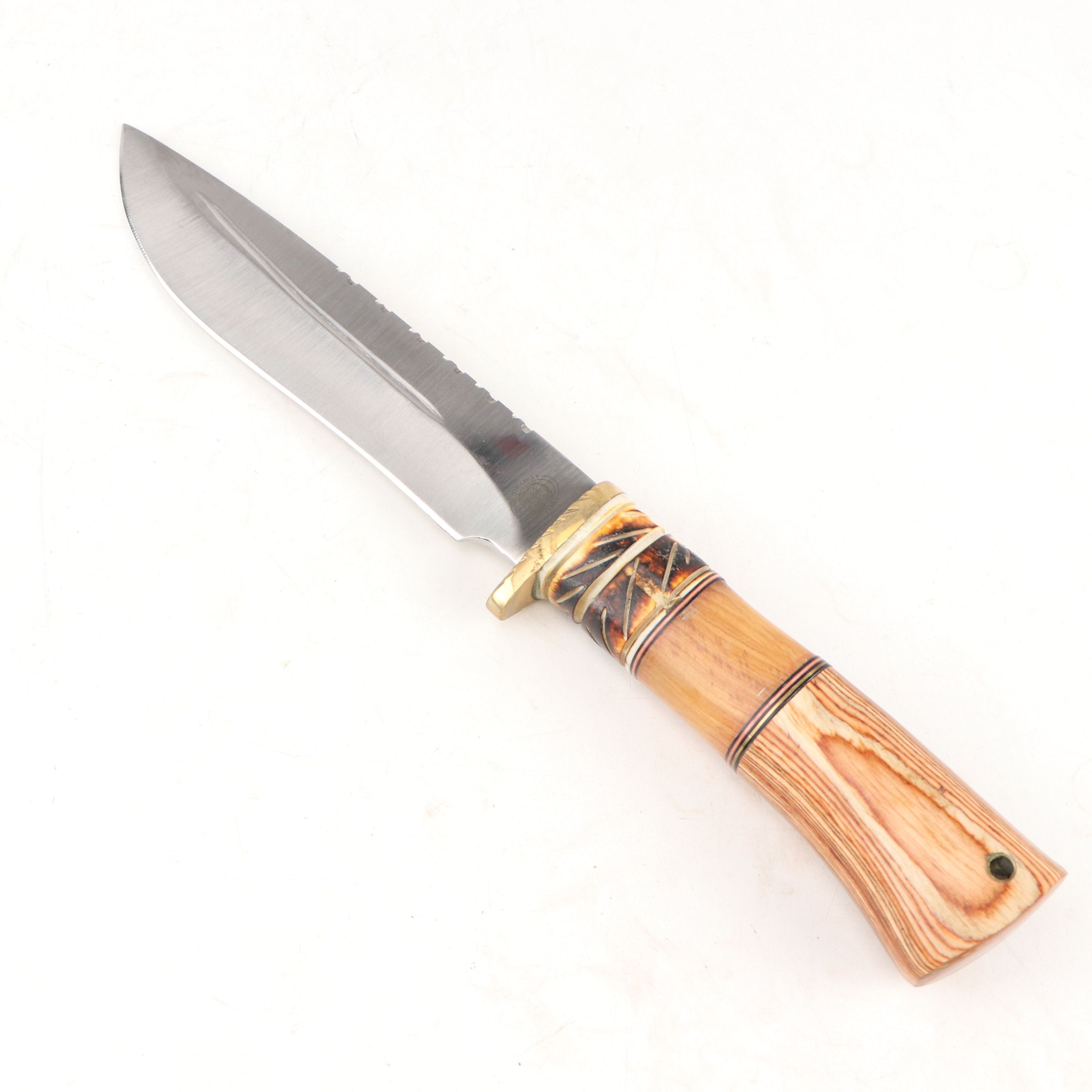 Chipaway Cutlery Wood and Bone Handled Bowie Knife in Leather Scabbard