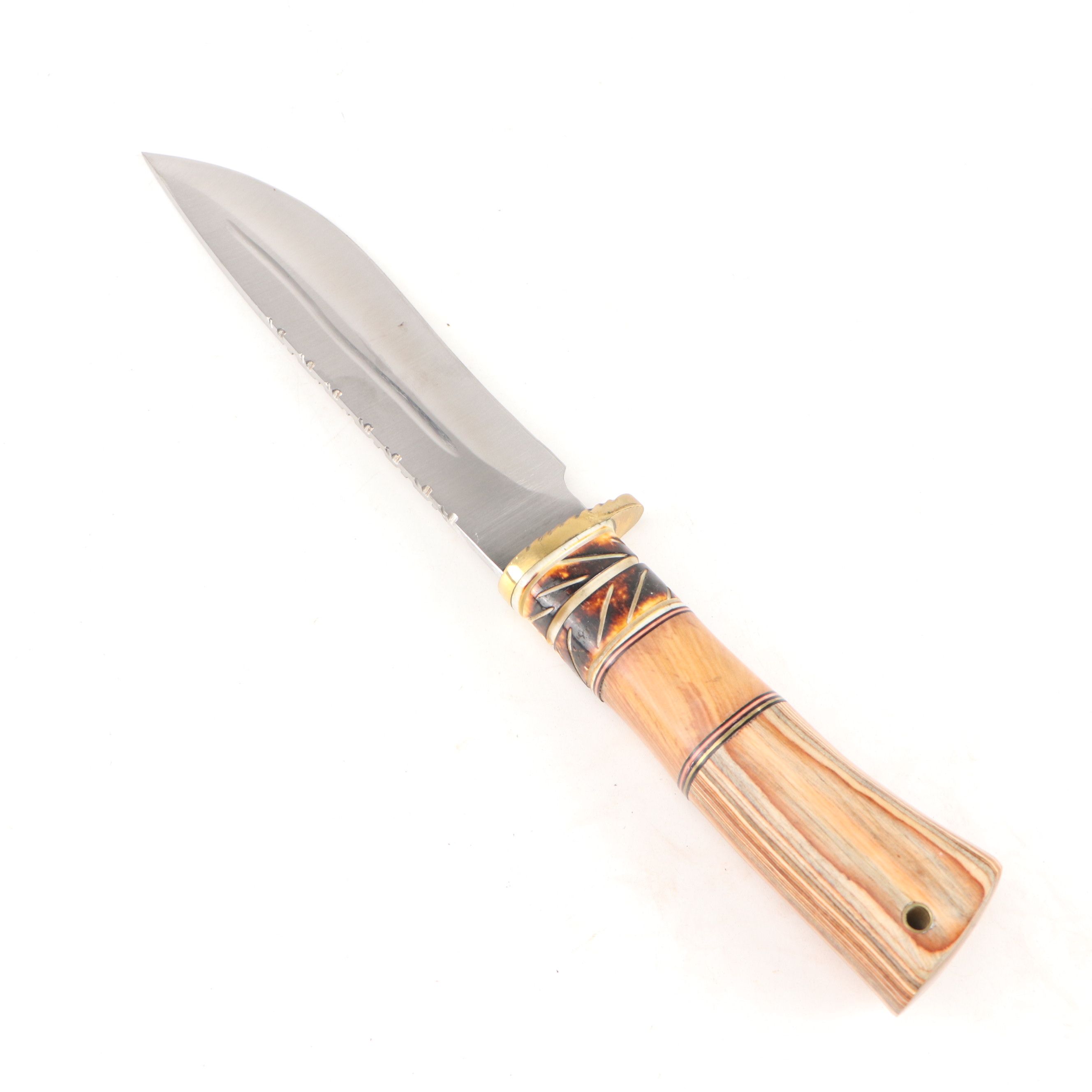 Chipaway Cutlery Wood and Bone Handled Bowie Knife in Leather Scabbard