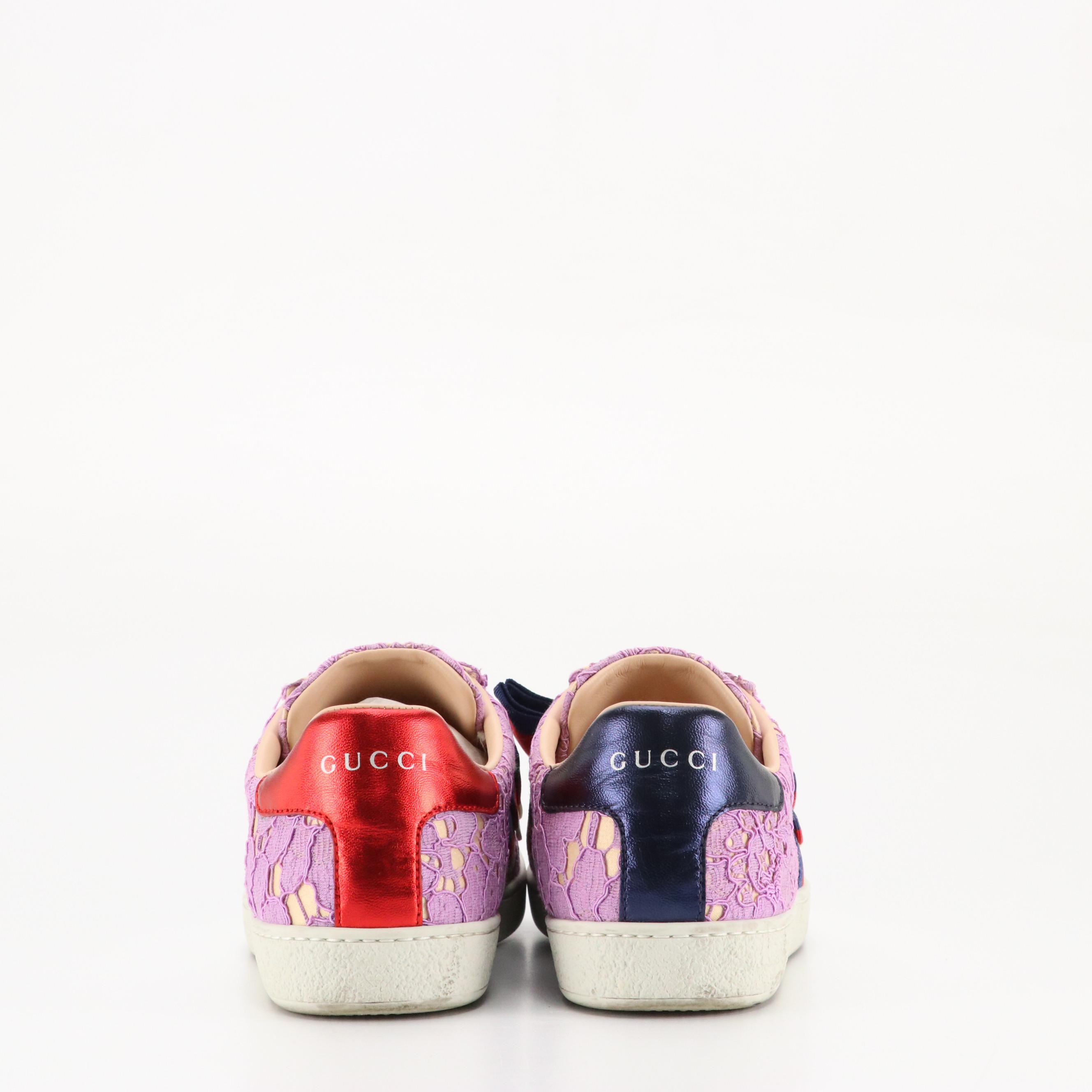 Gucci Ace Embellished Lace Sneakers with Box